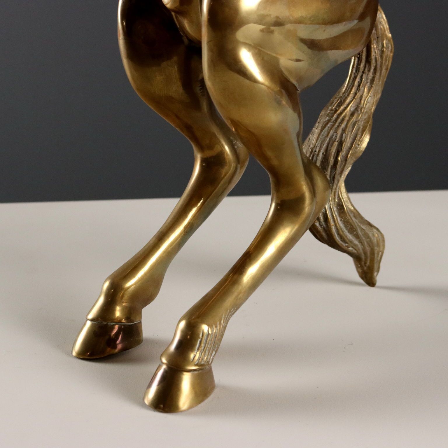 Modern Sculpture Gilded Bronze Prancing Horse Italy 1970s 1980s photo 1000.0