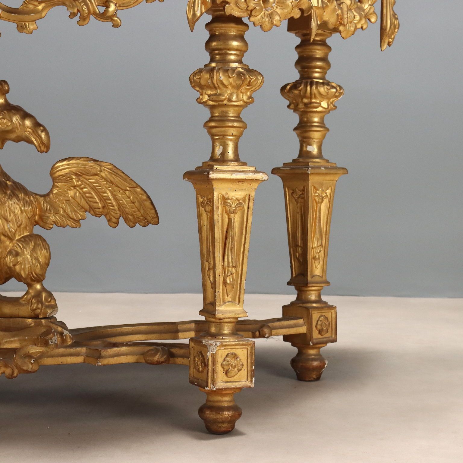 photo furniture Antique Eclectic Console Carved Gilded Wood Italy XIX Century