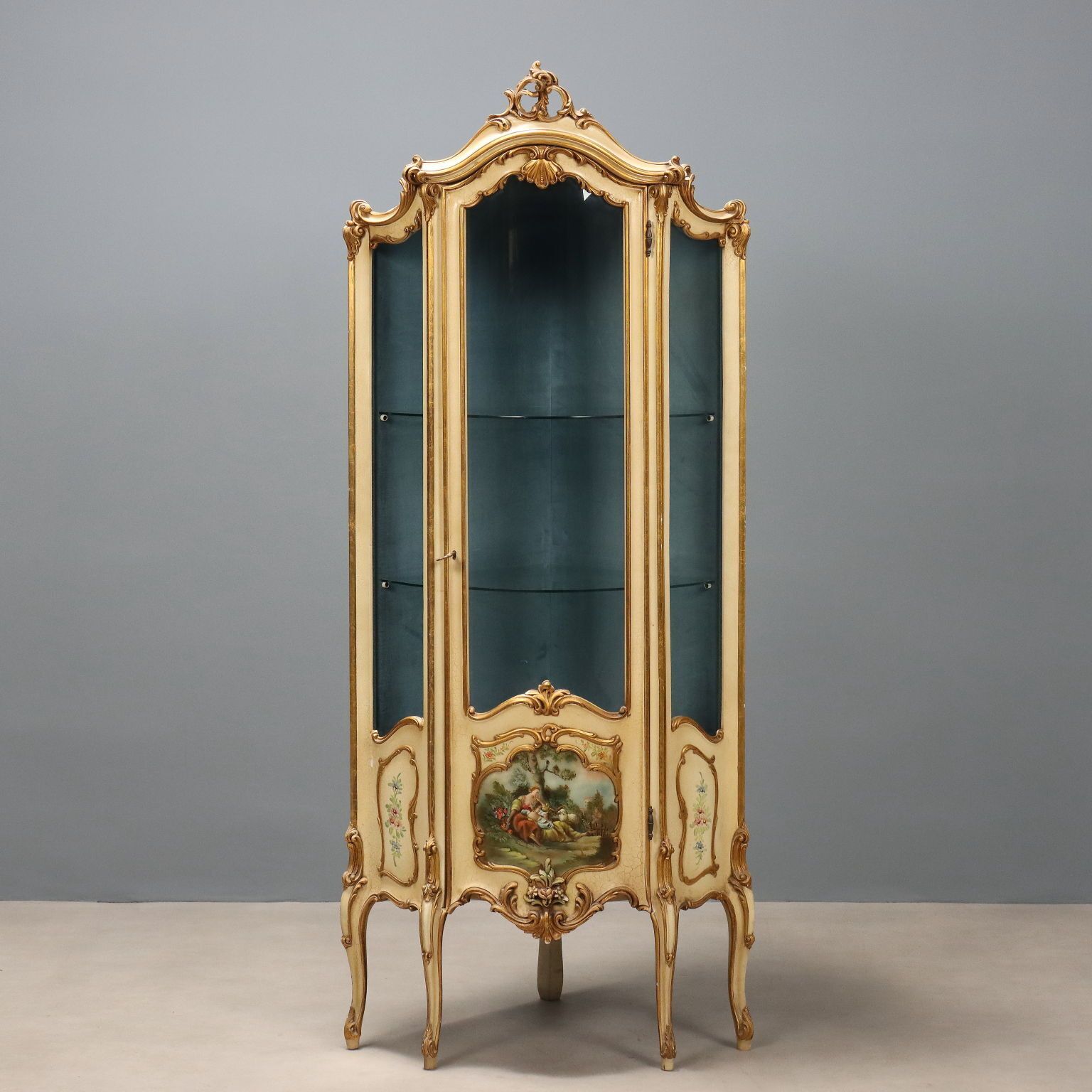 Corner Cabinet Baroque Style Lacquered Wood XX Century