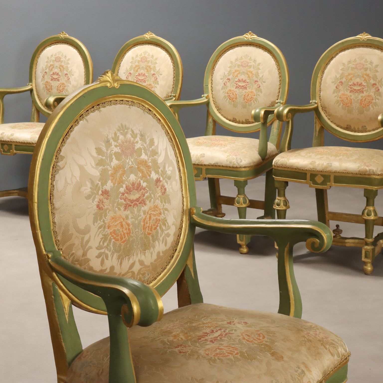 Baroque Armchairs Lacquered Gilded Wood Italy XVIII Century photo 4490.0