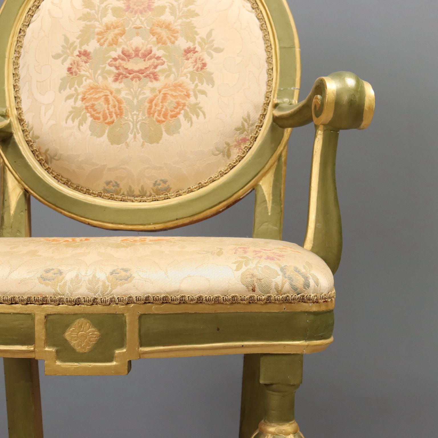 Fauteuils baroques en bois laqué doré, Italie, XVIIIe siècle photo vintage