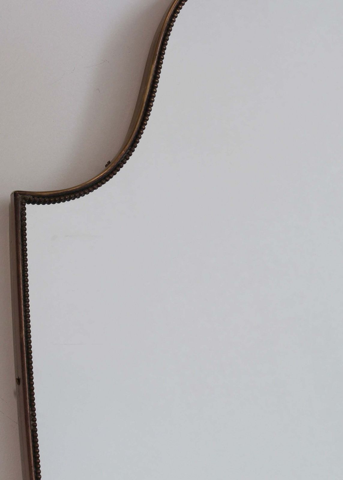 Mid Century Italian Wall Mirror With Brass Frame And Beading (Circa 1960s) photo for sale