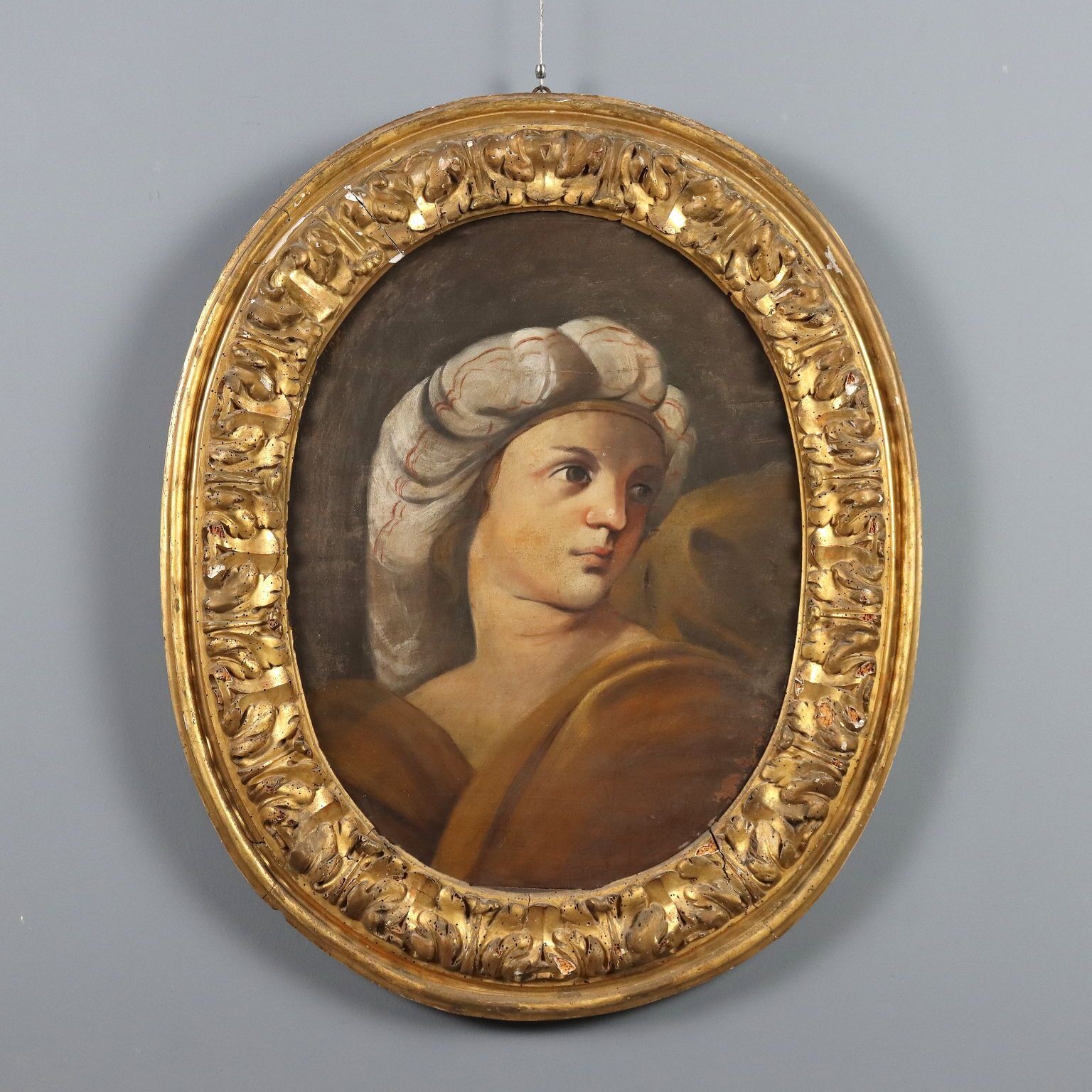Antiek schilderij De Sibylle, olieverf op hardboard, Italië, 18e eeuw