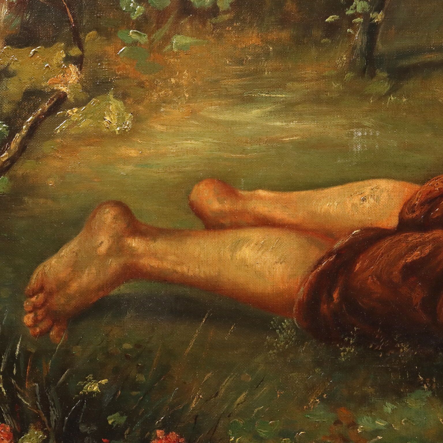 Antique Painting Rest On The Meadow Oil On Canvas XX Century photo buy