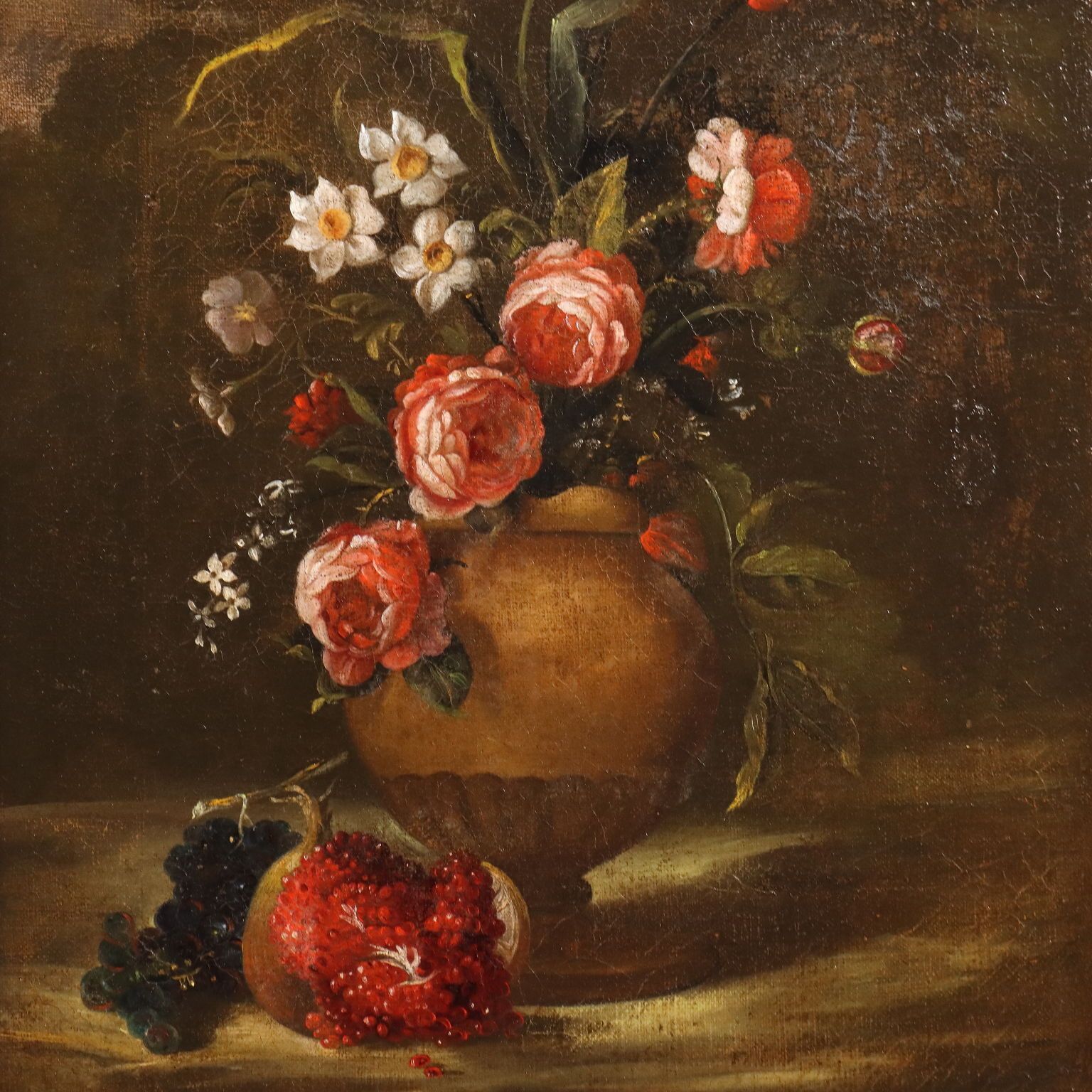 Peinture d'époque, nature morte aux fleurs, huile sur toile, XVIIIe siècle photo for sale