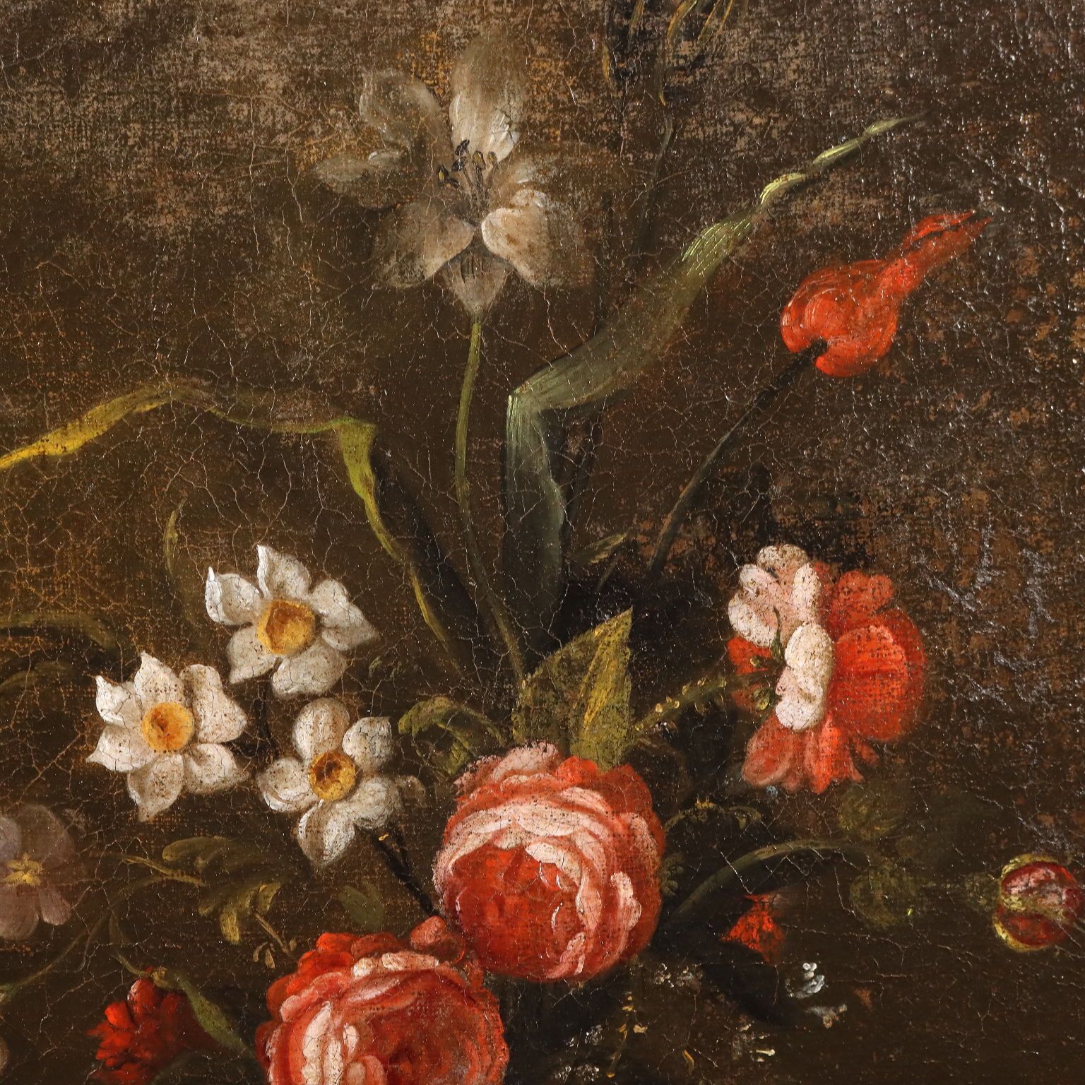 Antique Painting Still Life And Flowers Oil On Canvas XVIII Century photo Art