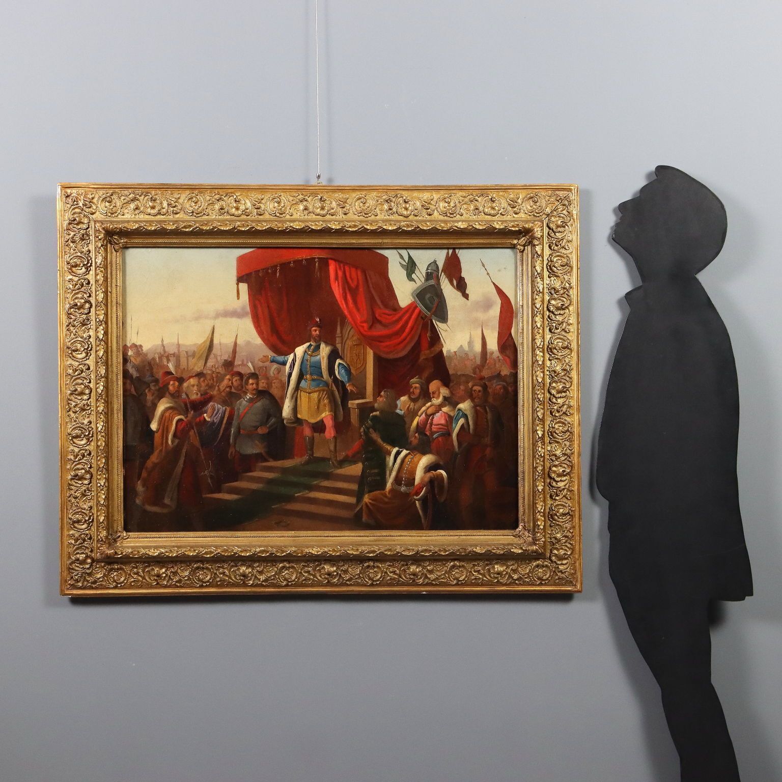 Tableau d'époque, scène historique, huile sur toile, Europe, XIXe siècle photo furniture