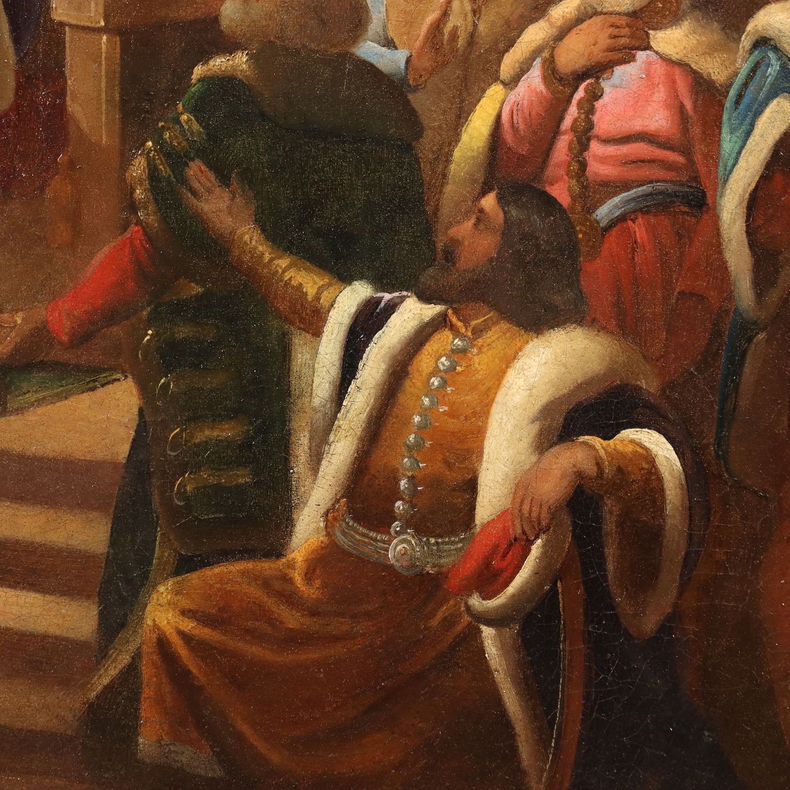 Antiek schilderij, historisch onderwerp, olieverf op doek, Europa, 19e eeuw photo 2620.0