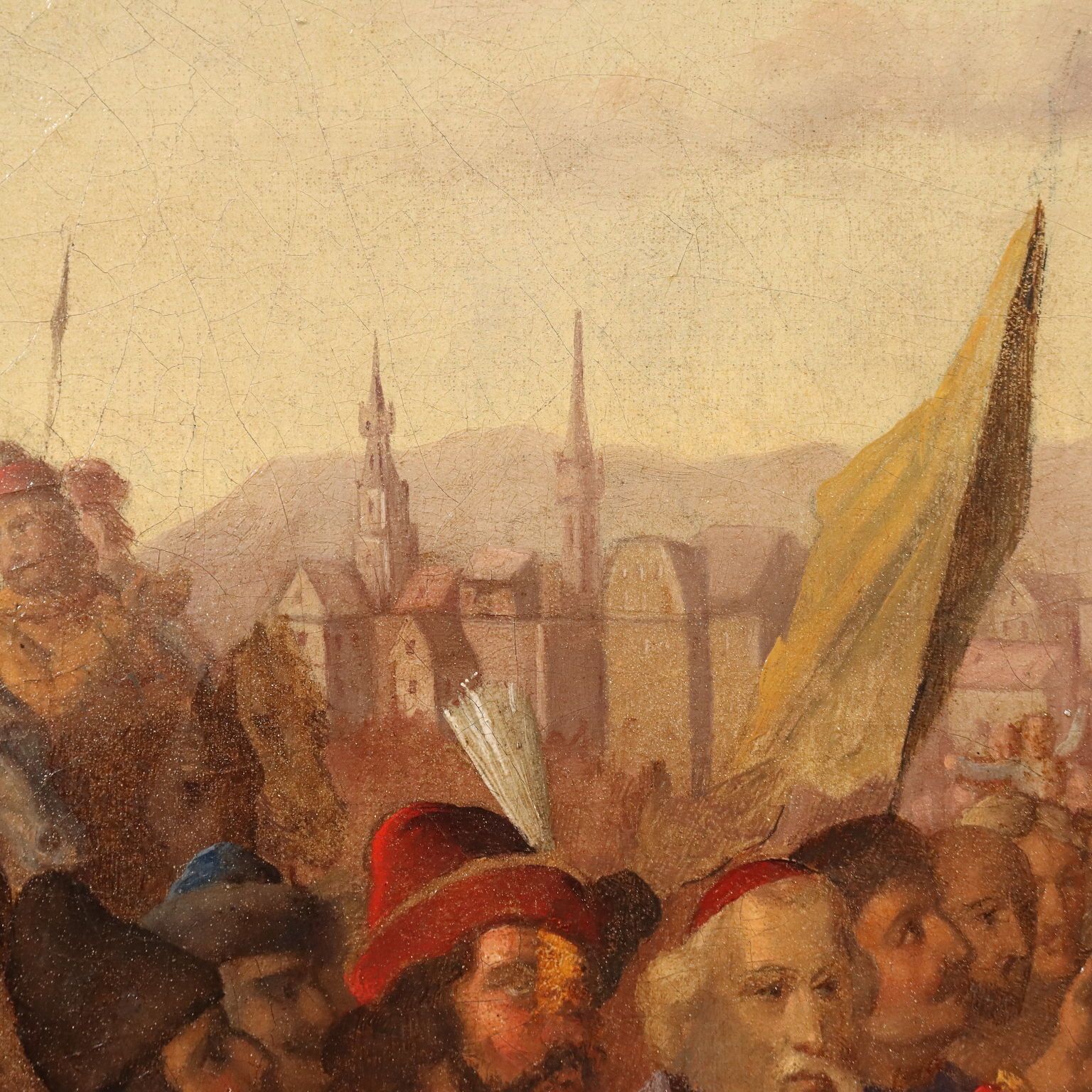Tableau d'époque, scène historique, huile sur toile, Europe, XIXe siècle photo vintage