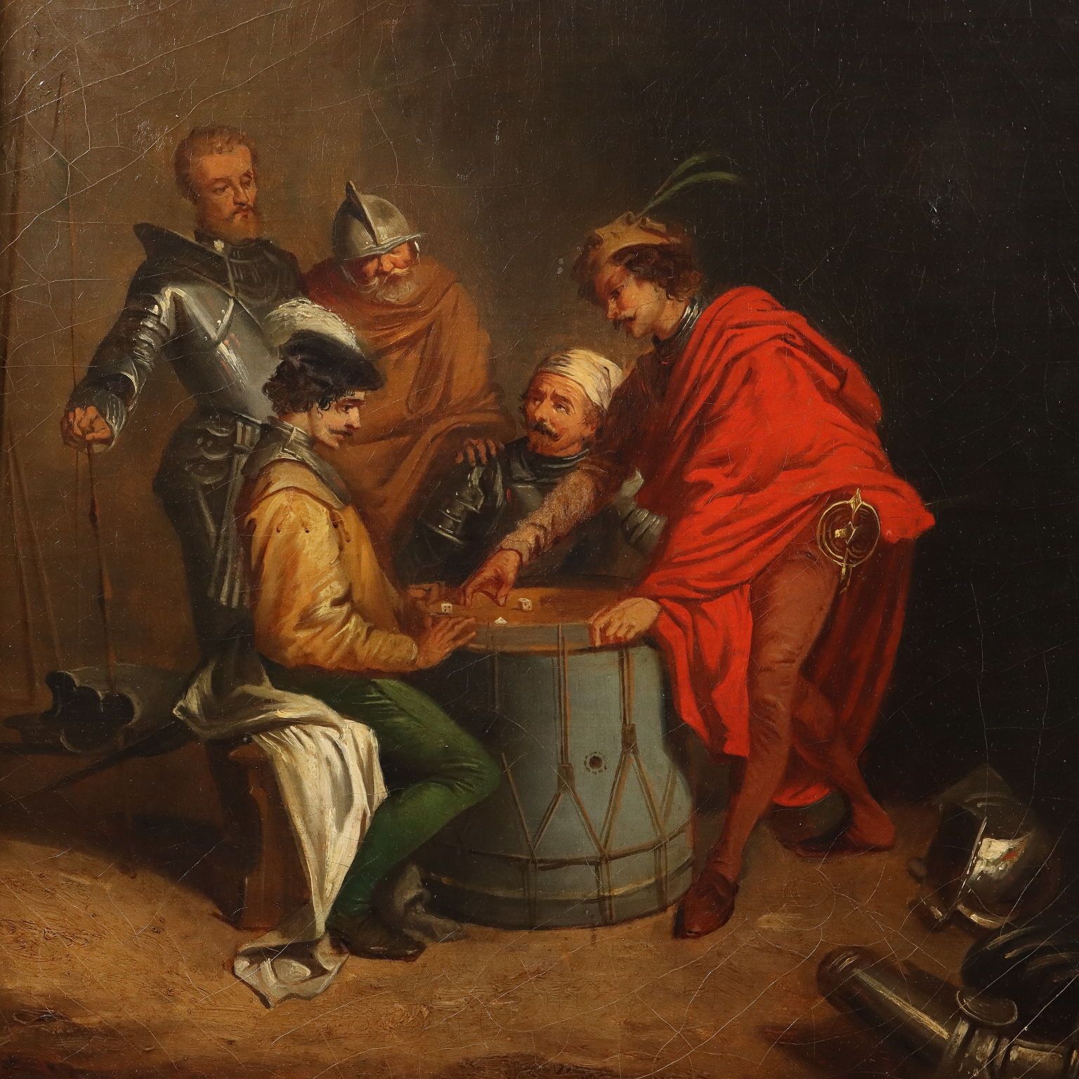 Antique Painting The Dice Players Oil On Canvas Europe XIX XX Century photo for sale