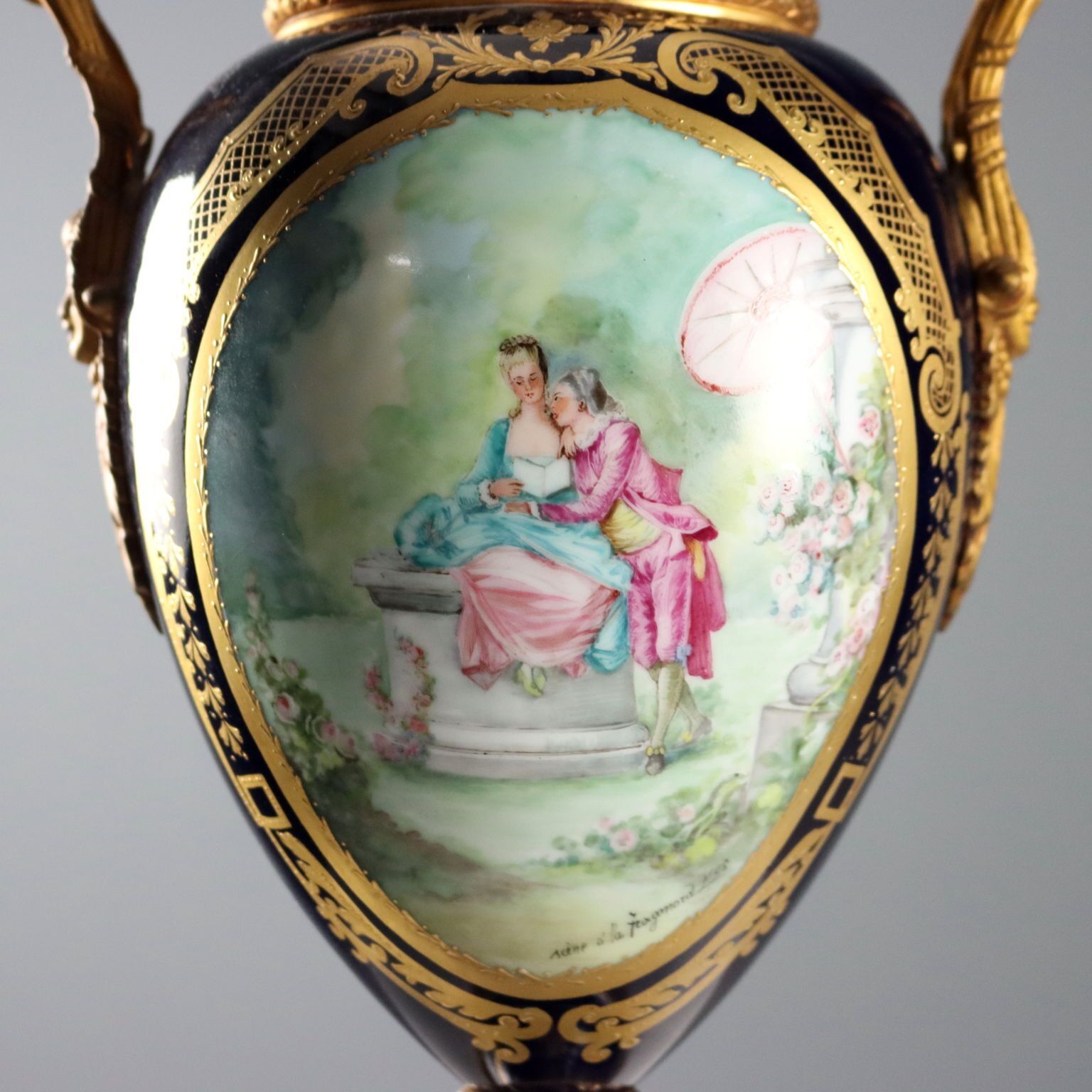 Antique Sèvres Porcelain Vase Gold Decorations France XX Century photo 480.0