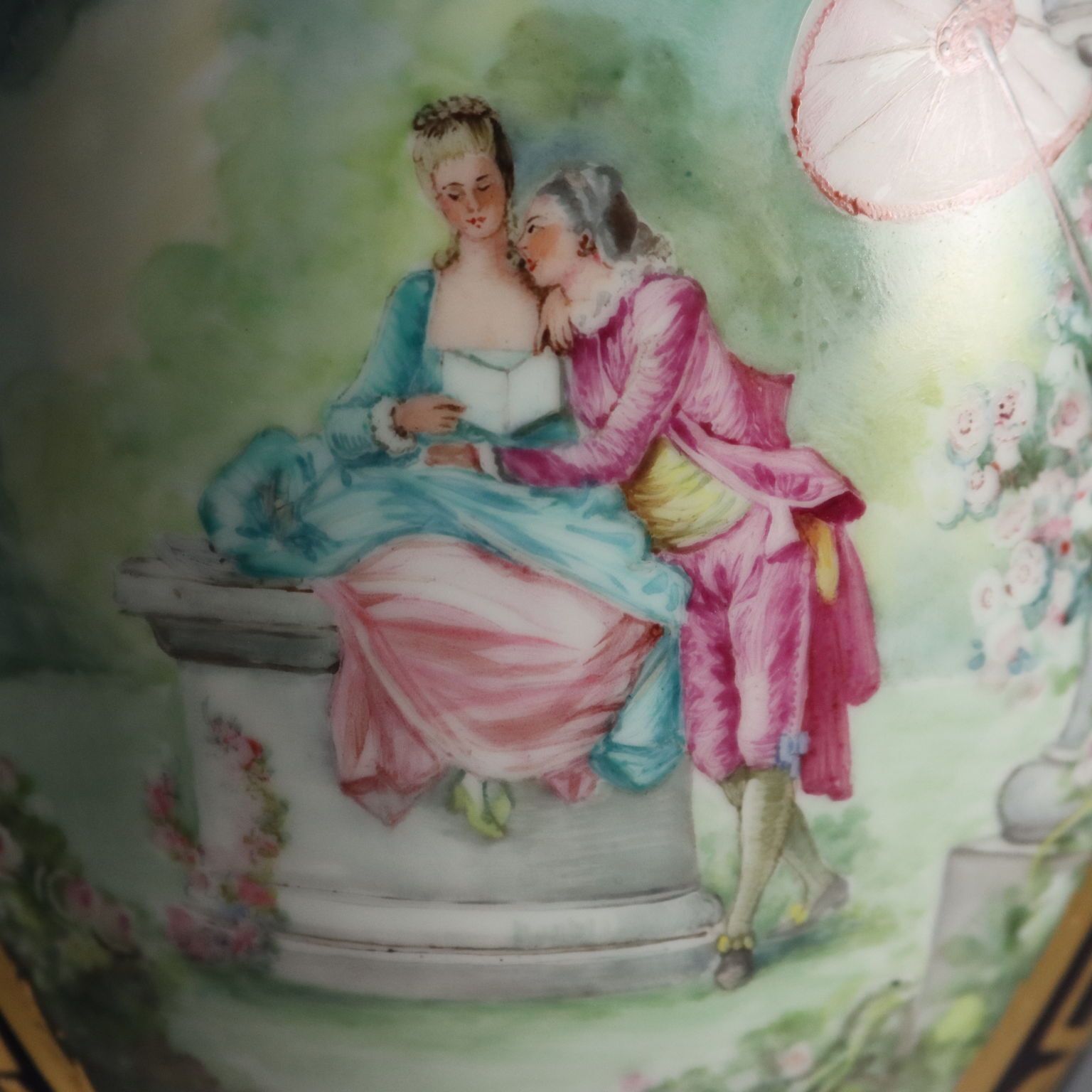 Antique Sèvres Porcelain Vase Gold Decorations France XX Century photo vinterior