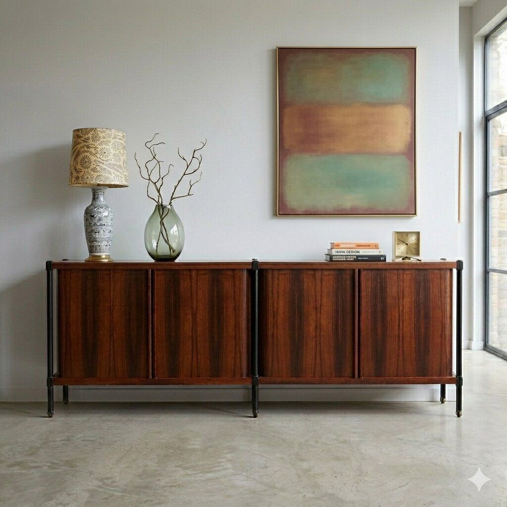 Vintage Cupboard Exotic Wood Veneer Design Italy 1960s photo furniture