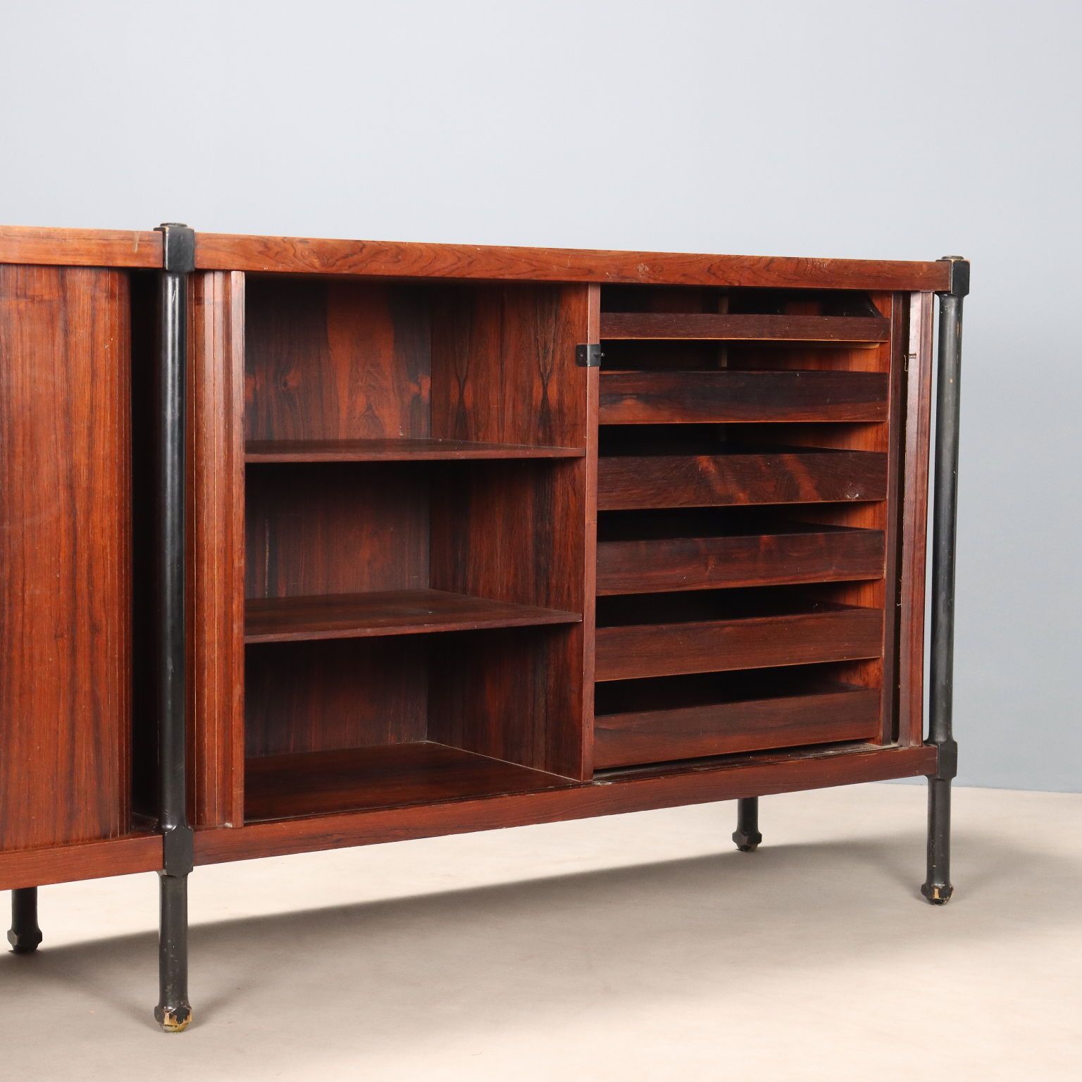 Vintage Cupboard Exotic Wood Veneer Design Italy 1960s photo Furniture