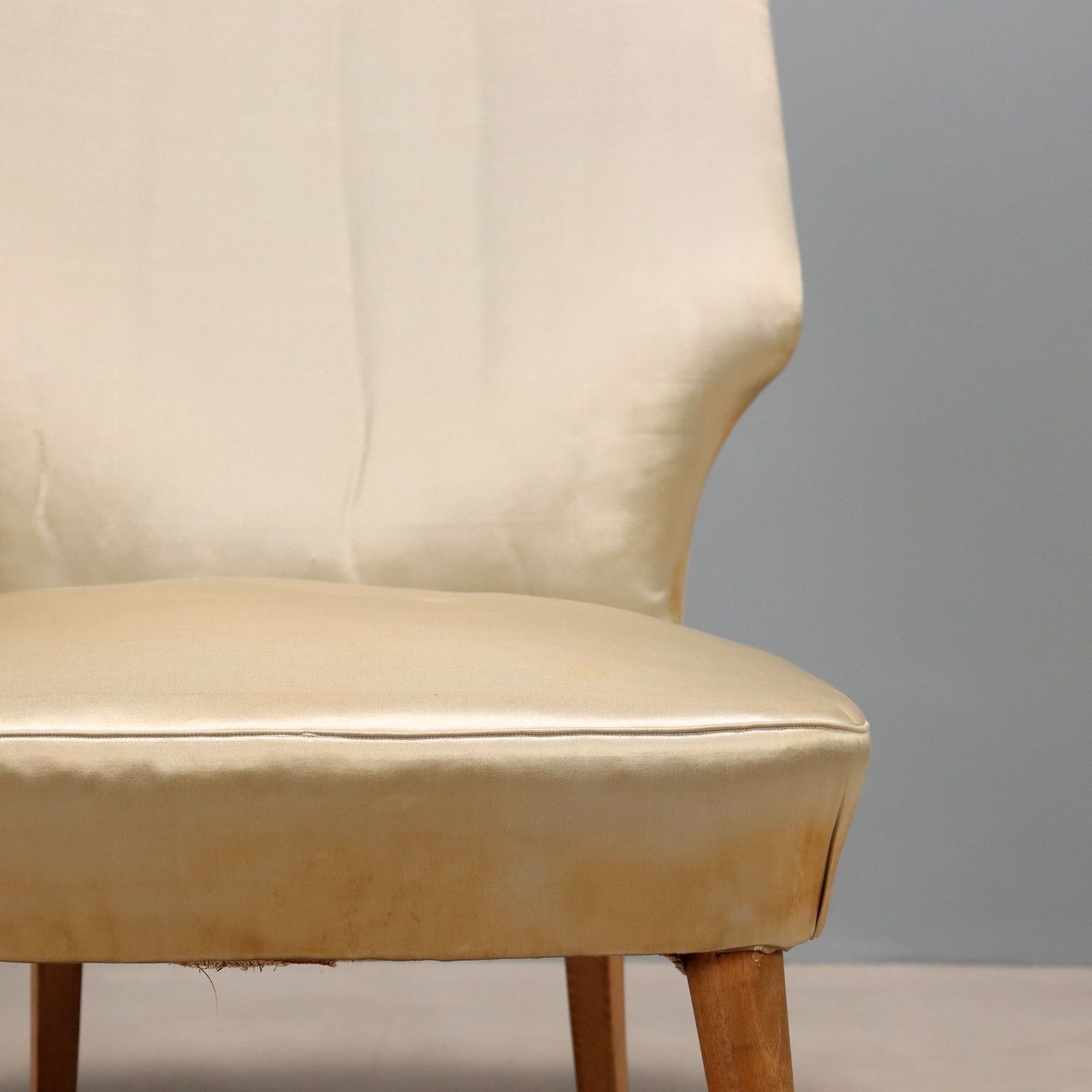 Vintage Armchairs Beech Fabric Design Italy 1950s photo vinterior