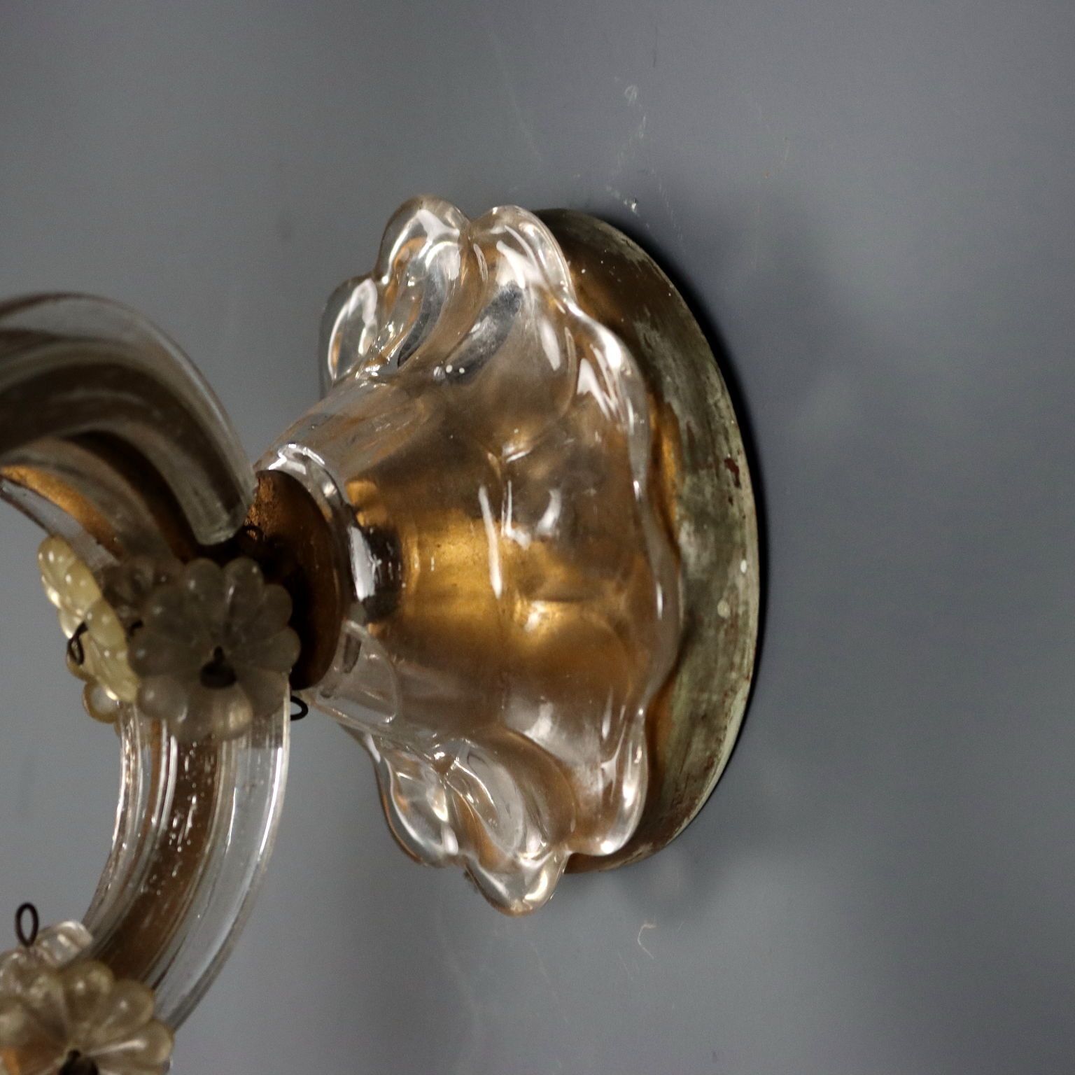 Appliques murales d'époque de style Maria Theresa, métal et verre, Italie, XXe siècle photo vinterior