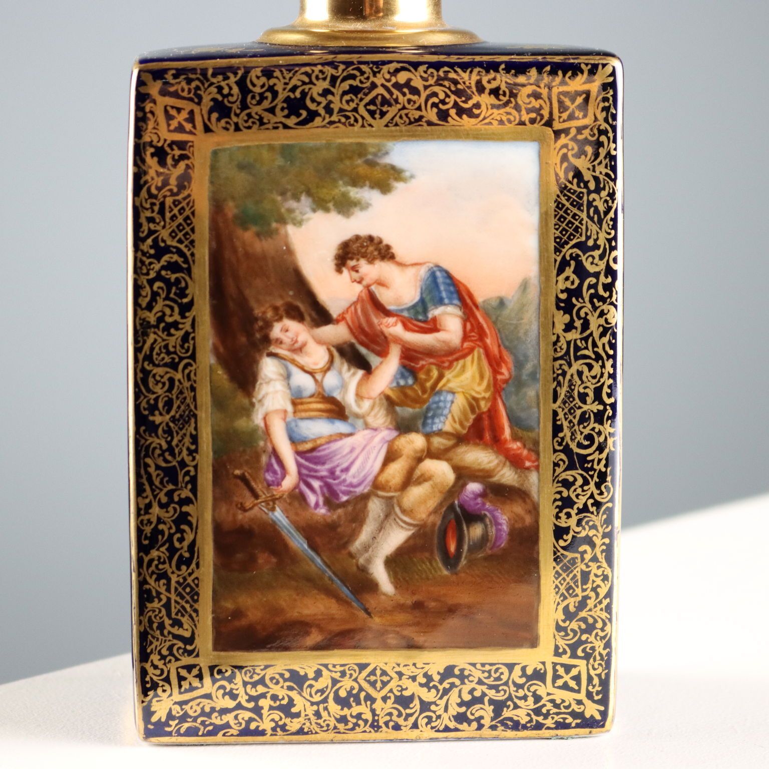 Antiek Porseleinen Fles met Schilderingen van Mythologische Taferelen, 19e Eeuw photo for sale