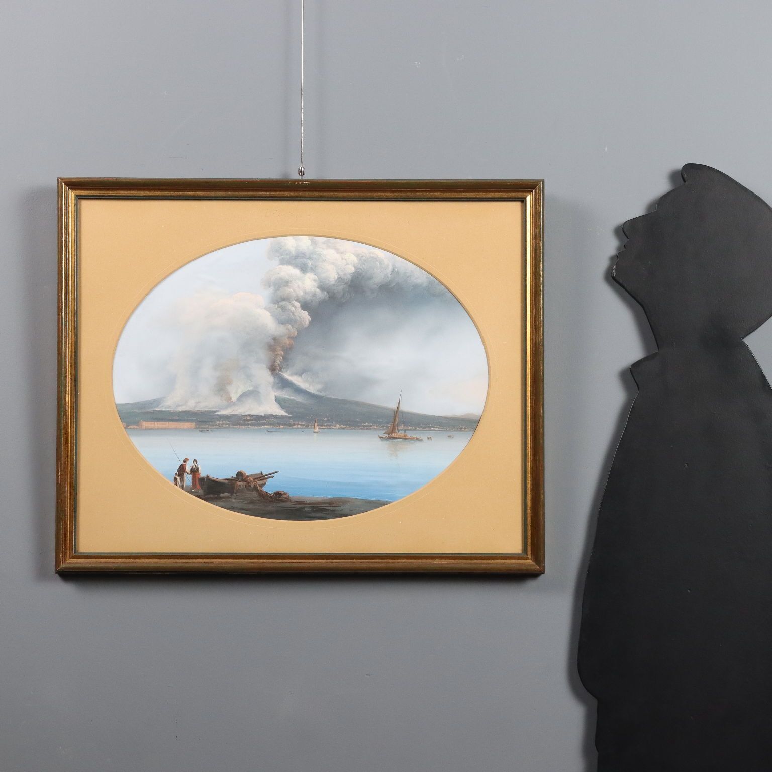 Modern Painting View From The Vesuvius Gouache On Cardboard '900 photo furniture