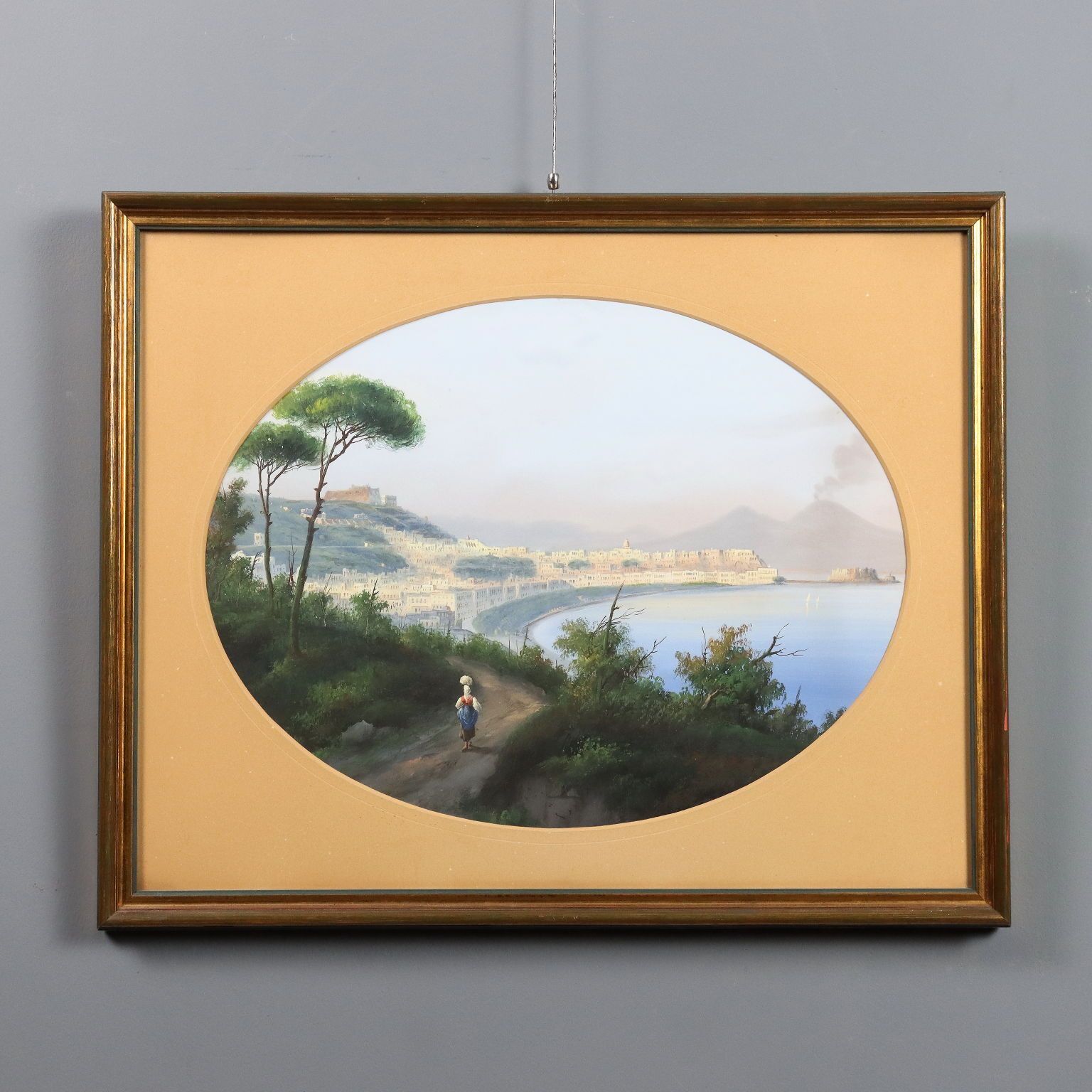 Modern Painting View Of Naples Gouache On Cardboard XX Century