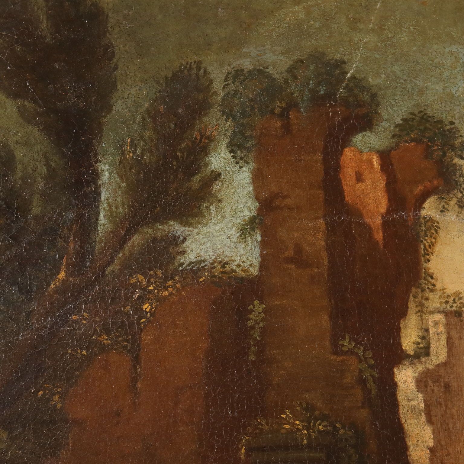Antiek schilderij, landschap met figuren, olieverf op doek, 18e eeuw photo buy