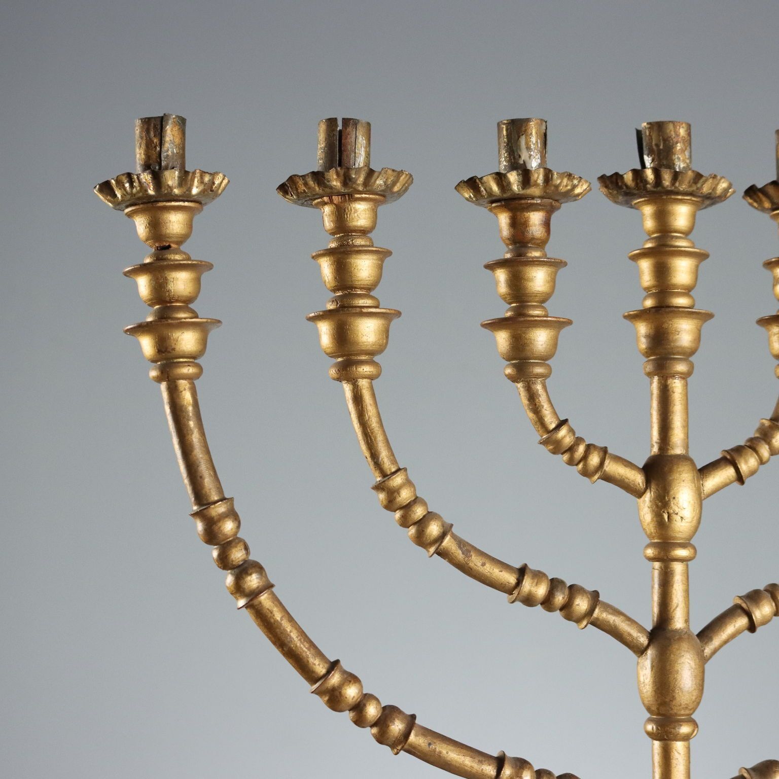 Antique Candelabra Gilded Wood 7 Arms XIX XX Century photo for sale