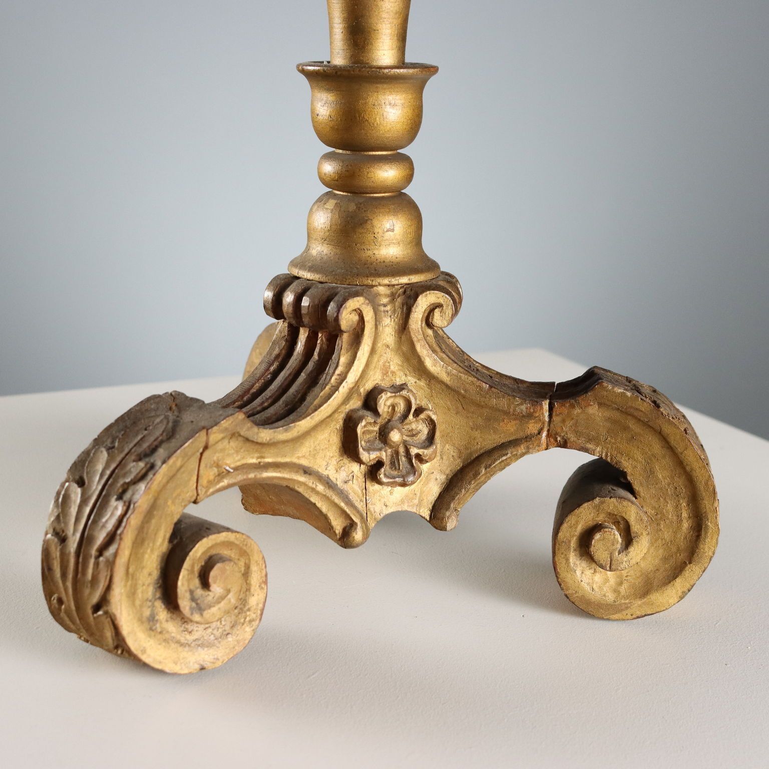 Antique Candelabra Gilded Wood 7 Arms XIX XX Century photo vinterior