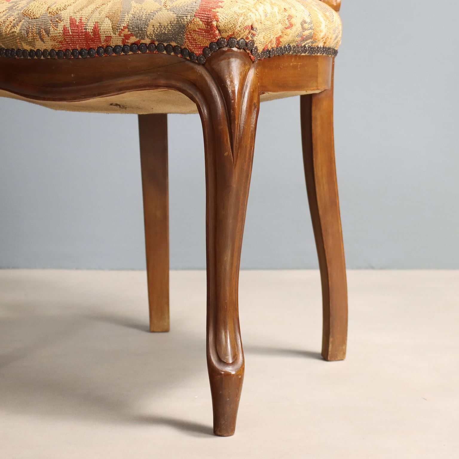 Antieke stoelen Louis-Philippe walnoot stof Italië 19e eeuw photo vinterior