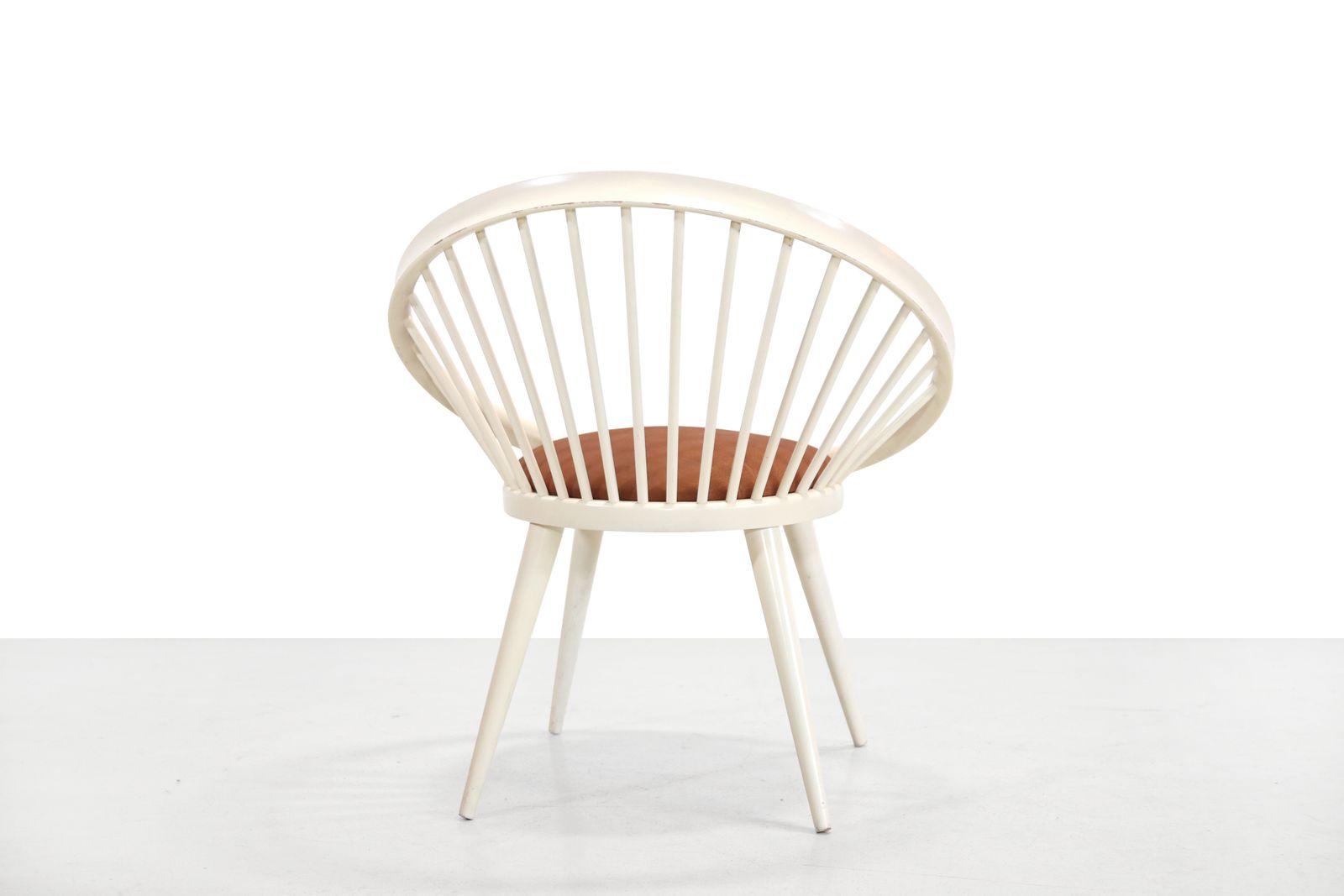 White Yngve Ekstrom Circle Chair With Leather Cushion photo Furniture