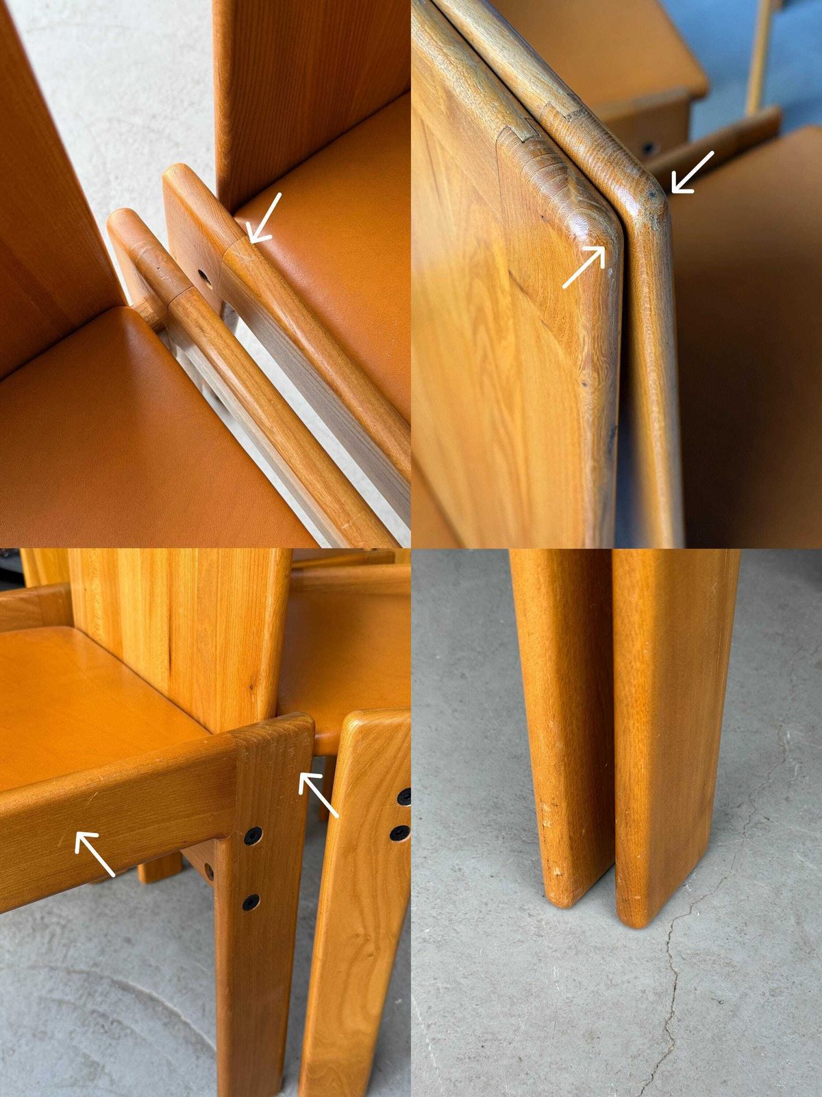 Furniture Set Of 6 Elegant Dining Chairs In Elm And Leather By Romanutti, 1970s photo