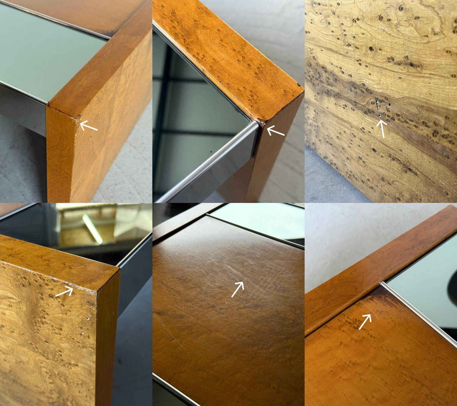 1086.0 Italian Modernist Burlwood Mirrored Coffee Table, 1970s photo