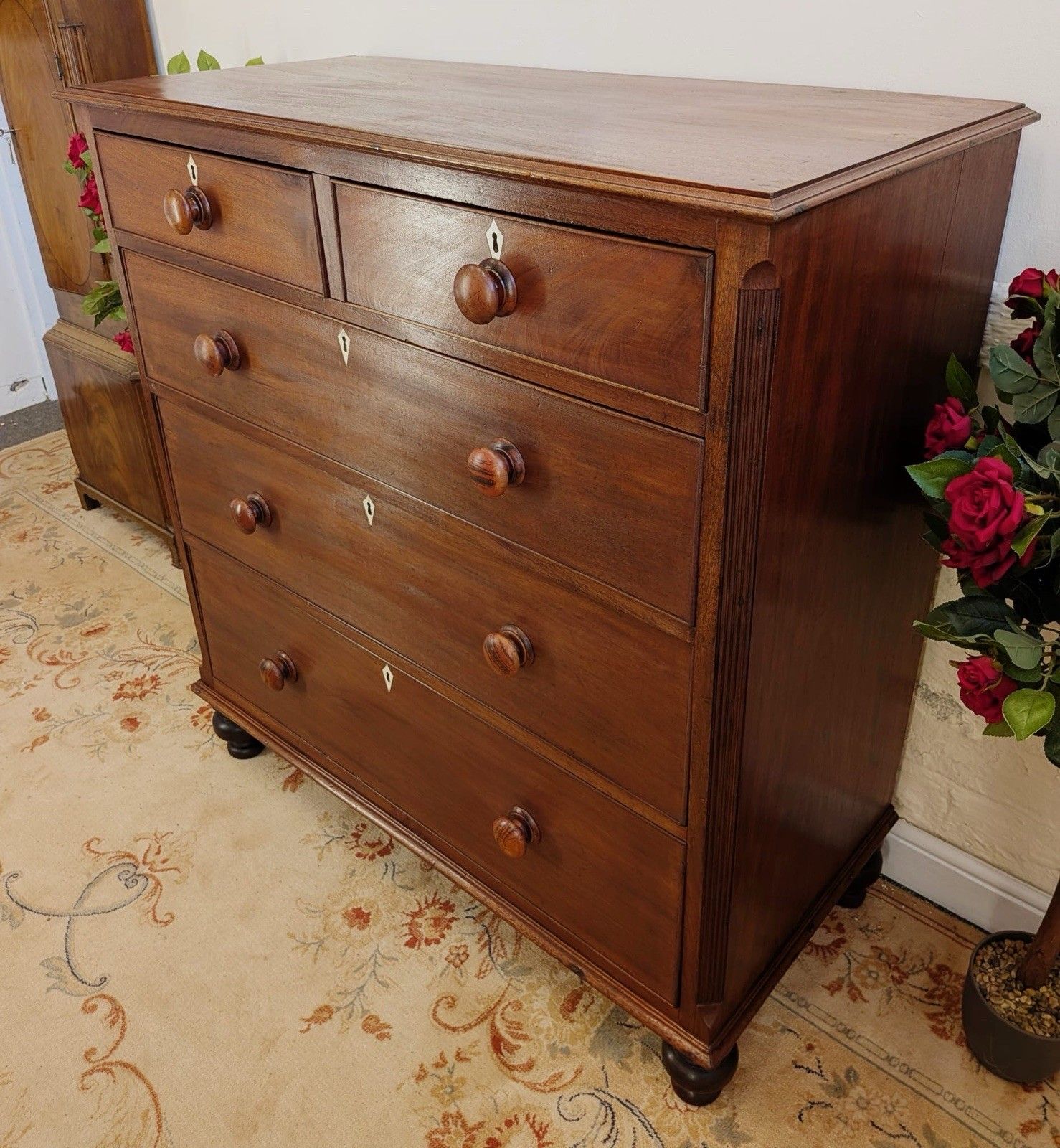Victorian Mahogany 2 Over 3 Drawer Chest photo vintage
