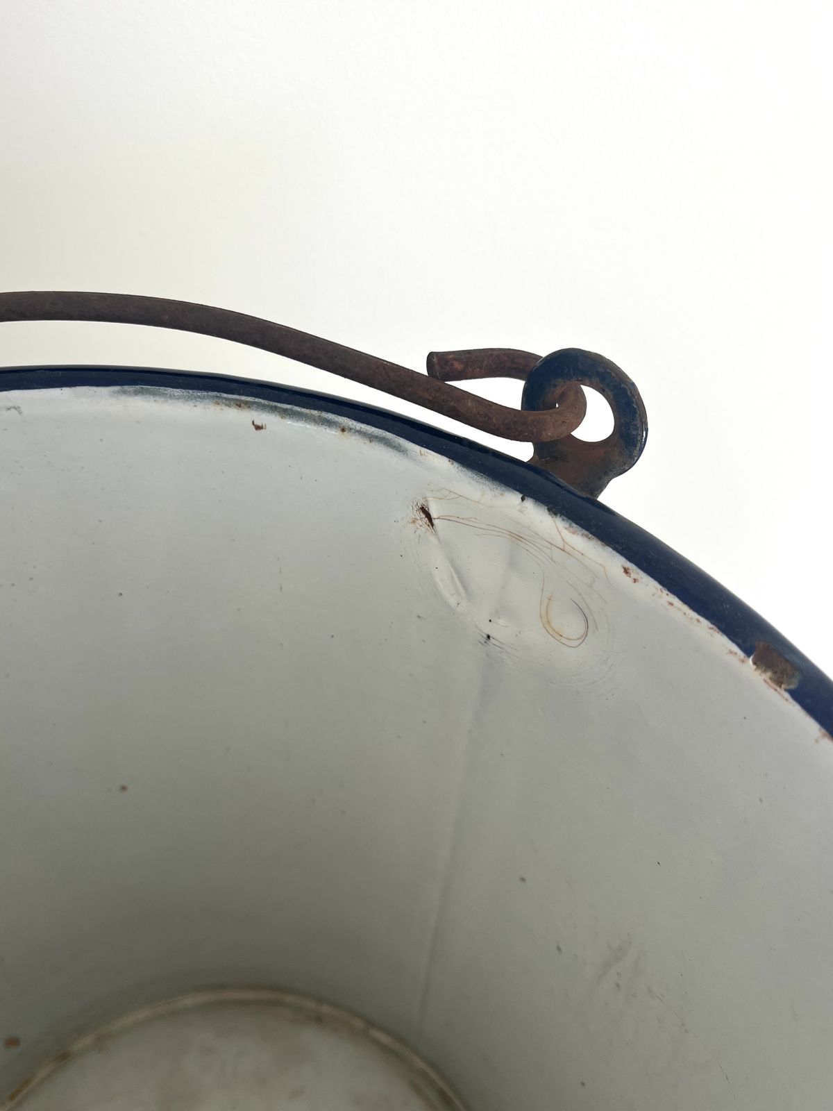 Vintage Italian Blue & White Enamel Bucket photo for sale