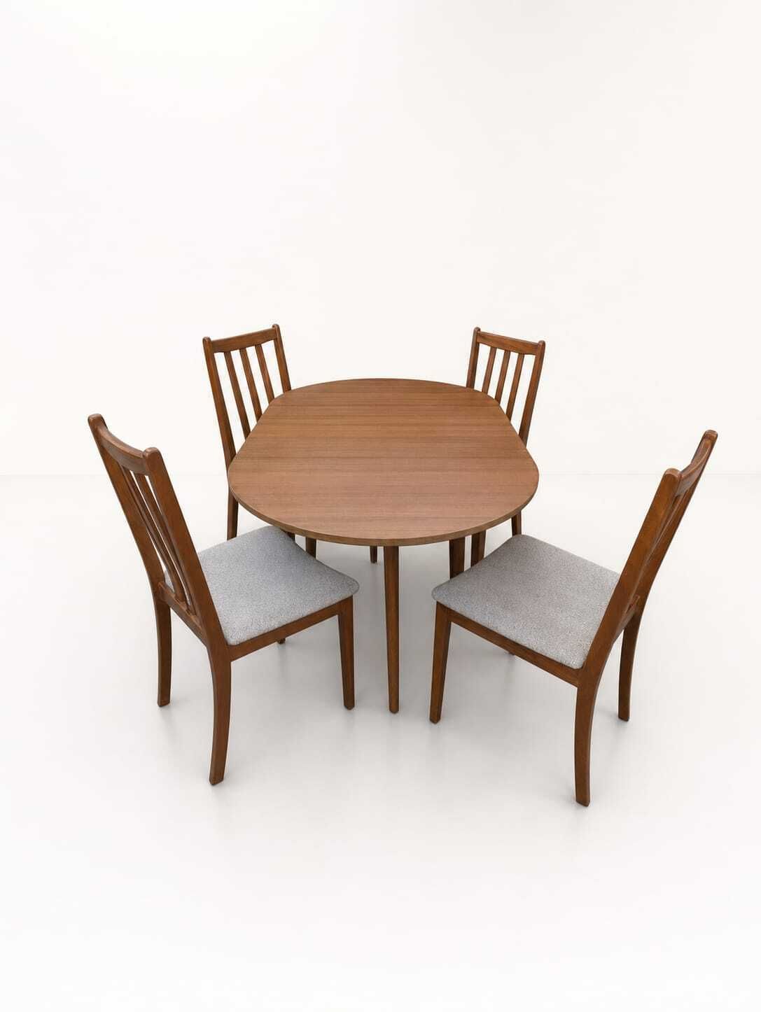 Vintage Scandinavian Style Teak Extending Dining Table & 4 Ladder Back Chairs, 1960s