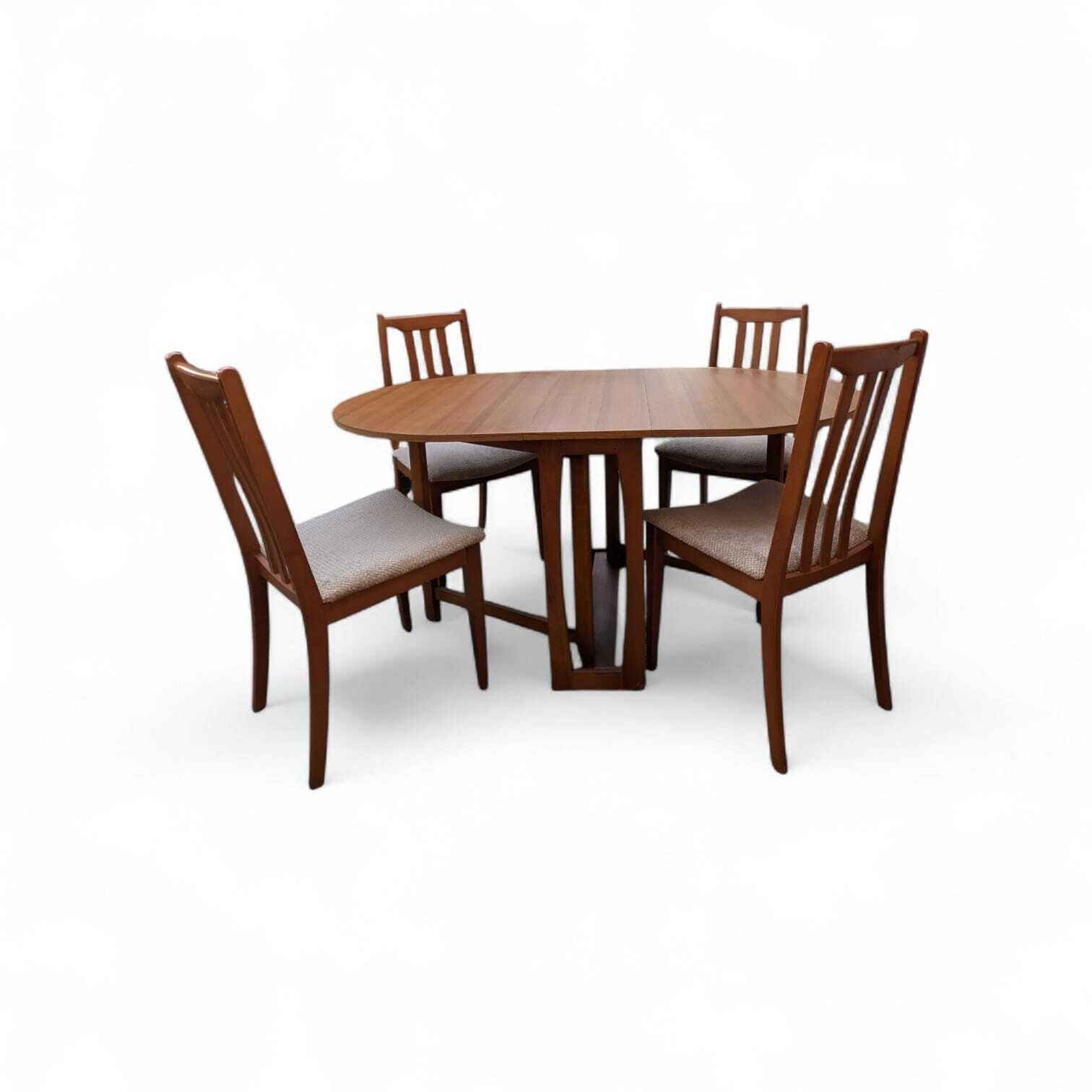 Vintage Scandinavian Style Teak Extending Dining Table & 4 Ladder Back Chairs, 1960s photo 695.0