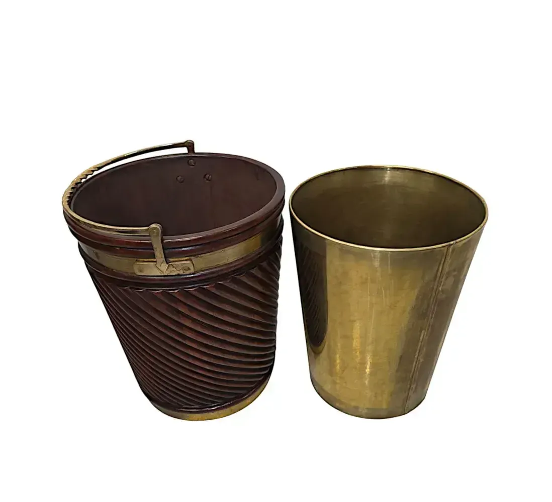 A Fabulous 20th Century Irish Design Hand Made Mahogany Peat Bucket With Brass Liner And Fittings photo 1386.0