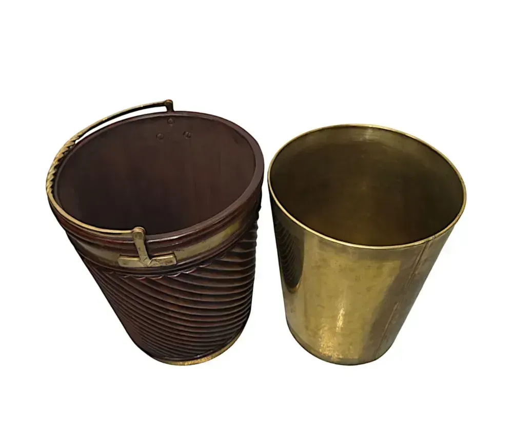 A Fabulous 20th Century Irish Design Hand Made Mahogany Peat Bucket With Brass Liner And Fittings photo vinterior