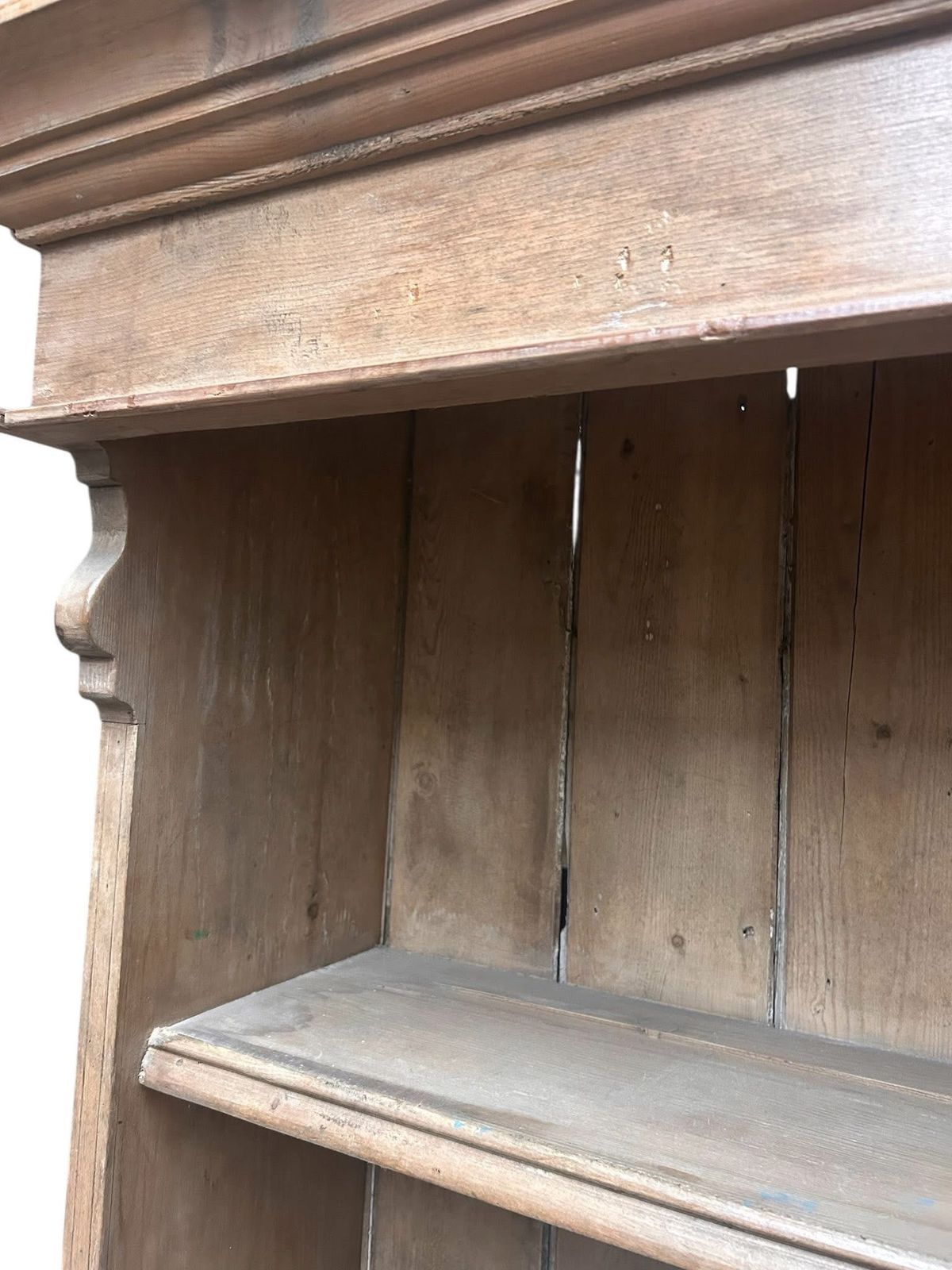 Large Pine Dresser Top / Open Plate Rack – Rustic Farmhouse Kitchen Shelving photo furniture