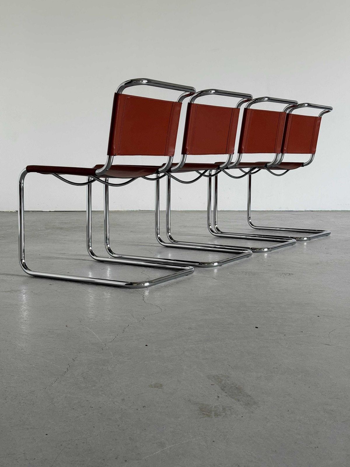 Mart Stam S33 Design Leather Cantilever Chairs By Fasem Italy, 1980s photo 1900.0