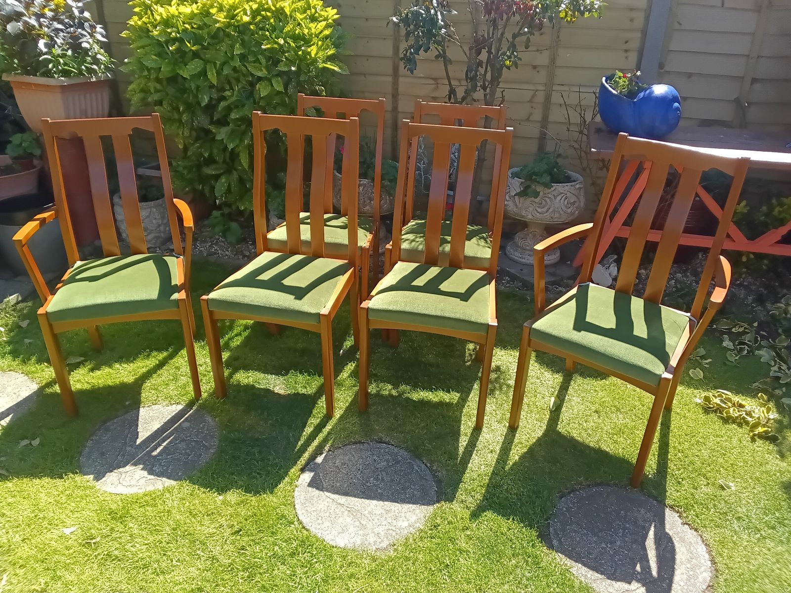Reduced !! As New.. Set Of 6 Meredew Teak Vintage Dining Chairs.