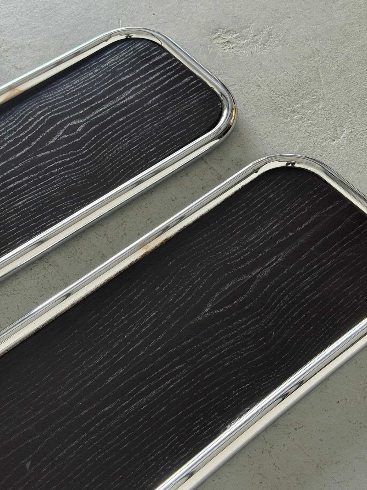 615.0 Mid Century Modern Wall Mounted Coat Rack In Wood And Chrome, Italy 1970s photo