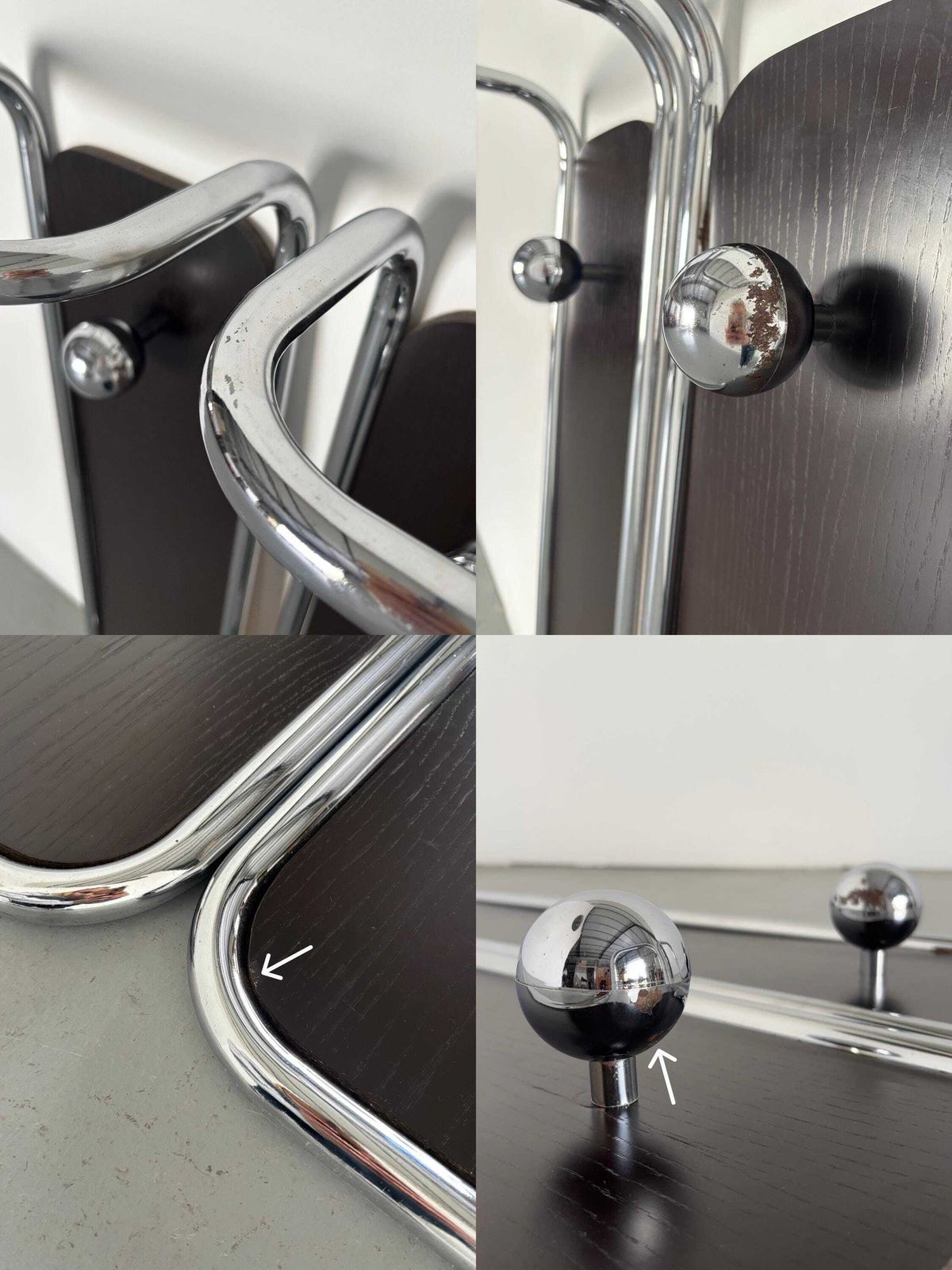 photo buy Mid Century Modern Wall Mounted Coat Rack In Wood And Chrome, Italy 1970s
