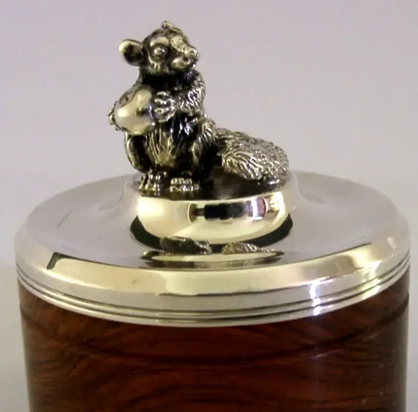 Superb Brian Fuller English Sterling Silver Wooden Box Glis Glis Dormouse 1992