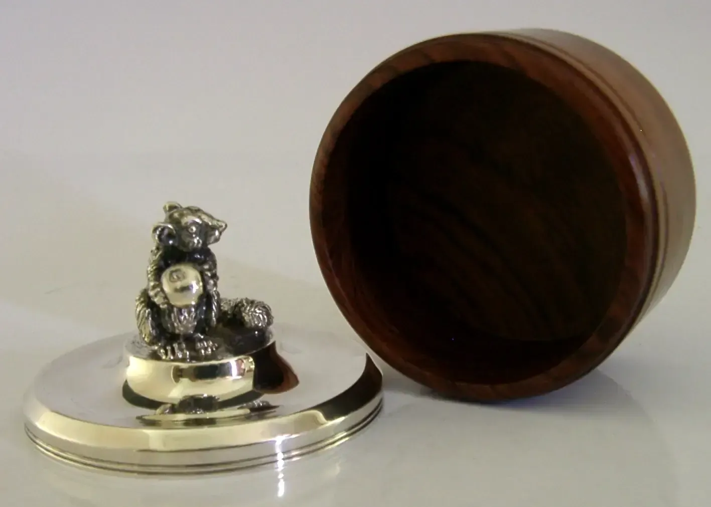Superb Brian Fuller English Sterling Silver Wooden Box Glis Glis Dormouse 1992 photo 175.0