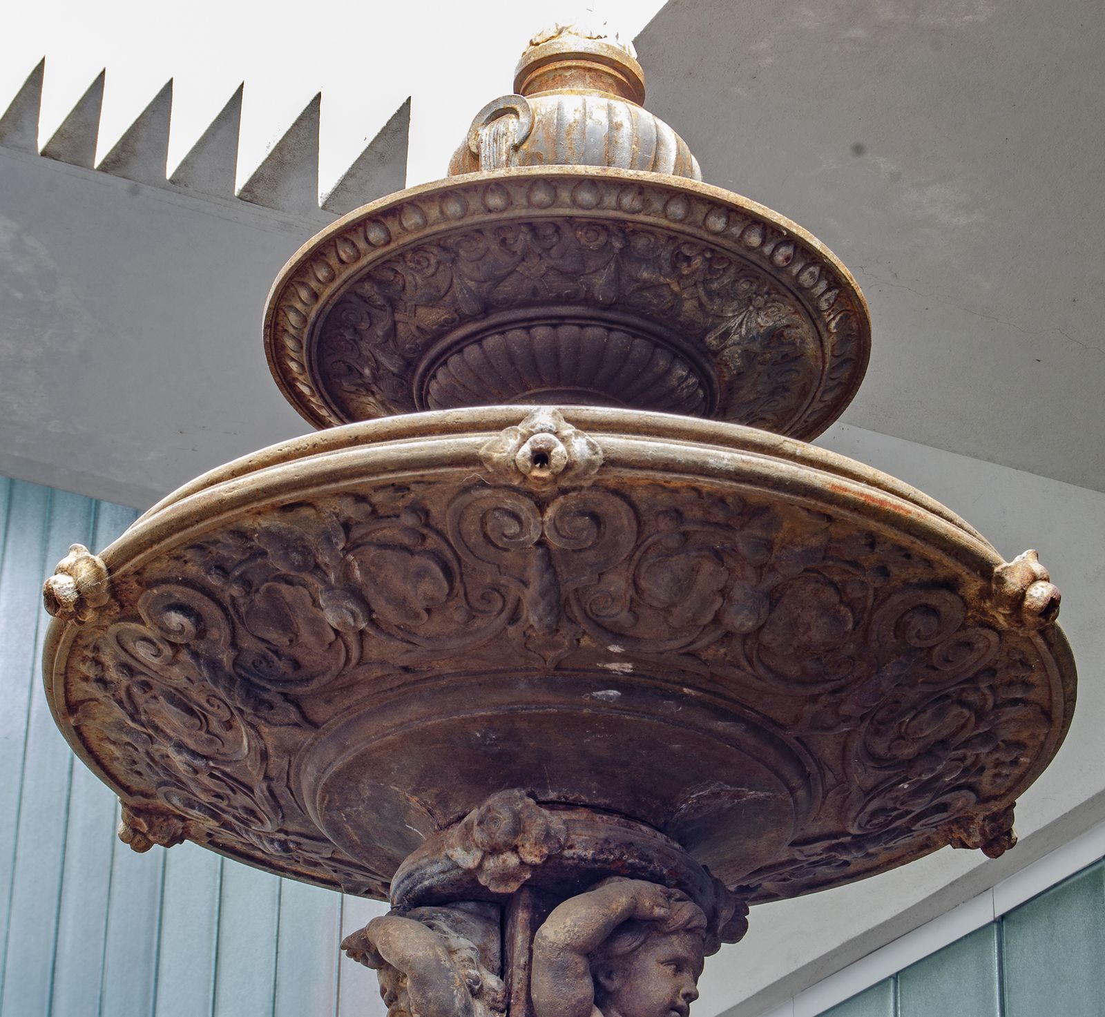 Mid 19th Century Monumental Neoclassical Triple Basin Iron Fountain With Sculptural Motif Of Children By Val D'osne Foundry, France photo furniture