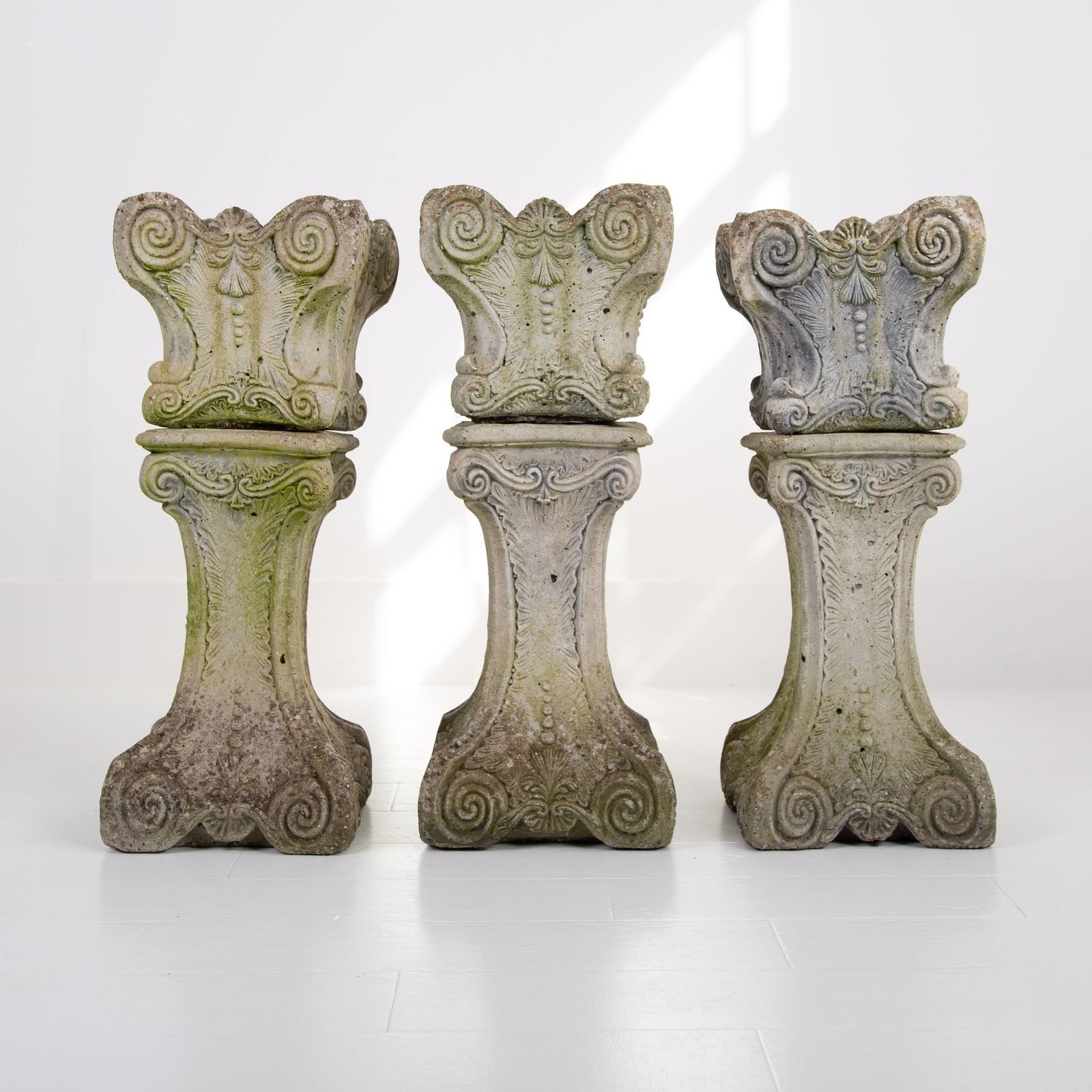 Set Of 3 Mid Century Highly Decorative Planters On Plinths photo furniture