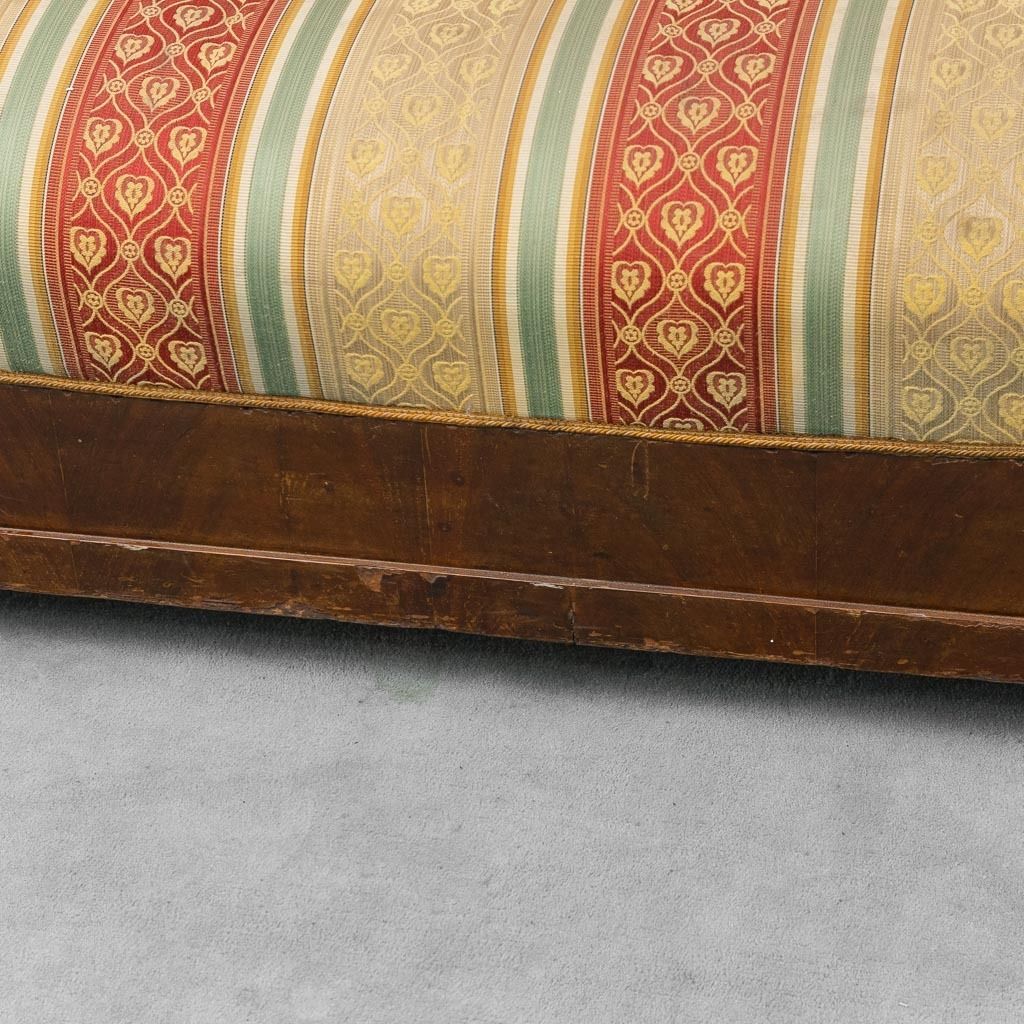 3 Seater Vintage Wooden Sofa With Striped Fabric From The 1950s, Classic And Elegant photo vintage