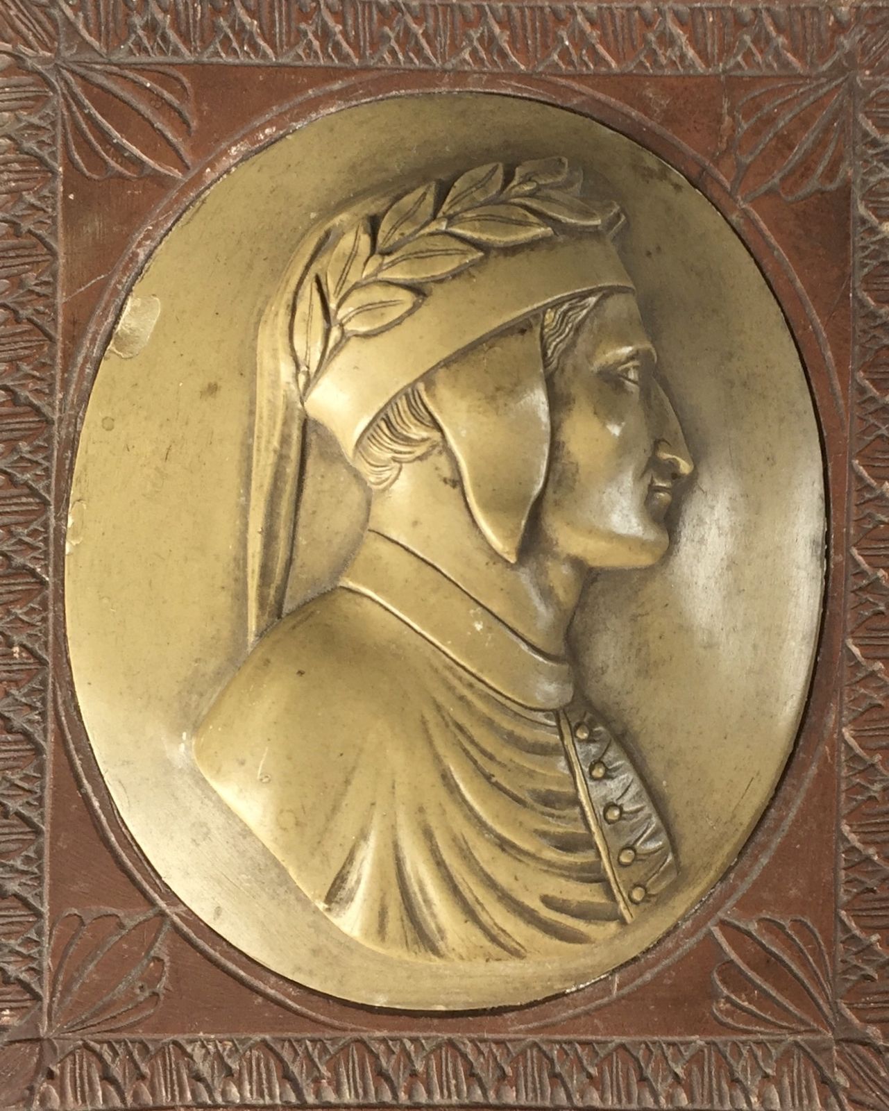 Lava Stone Cameo Of Dante, 1800s