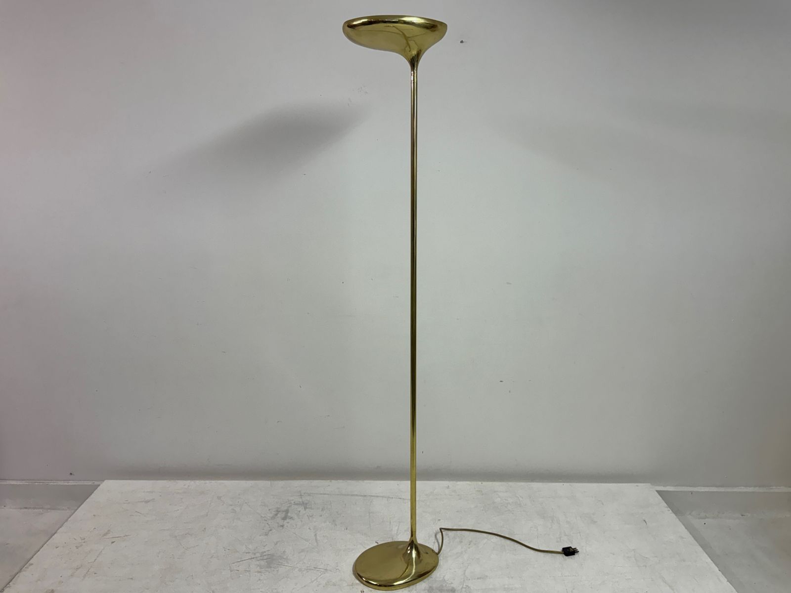 photo for sale 1970s Sculptural Italian Brass Floor Lamp By Santoni