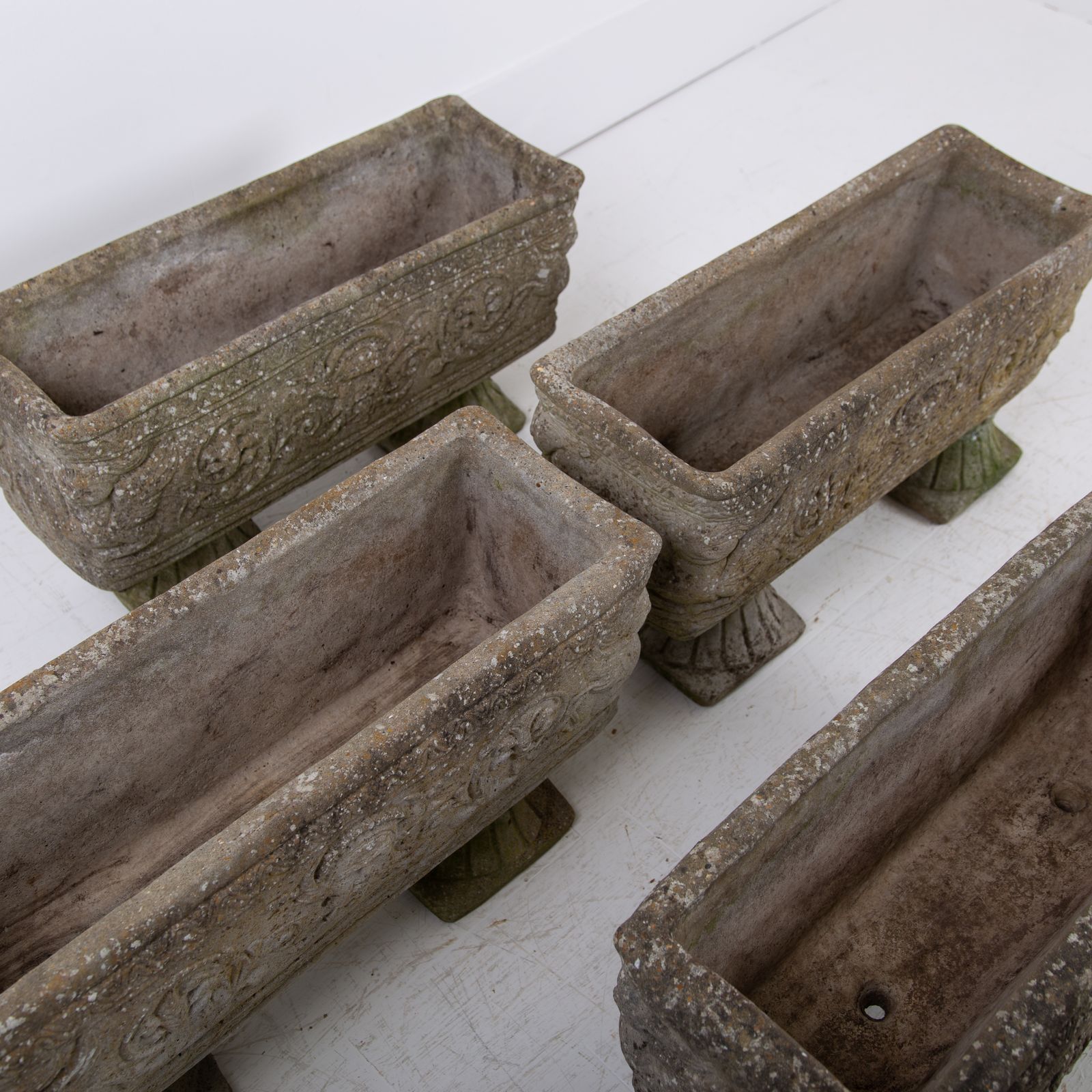 photo vinterior 4 Weathered Mid Century Stone Garden Planters On Legs