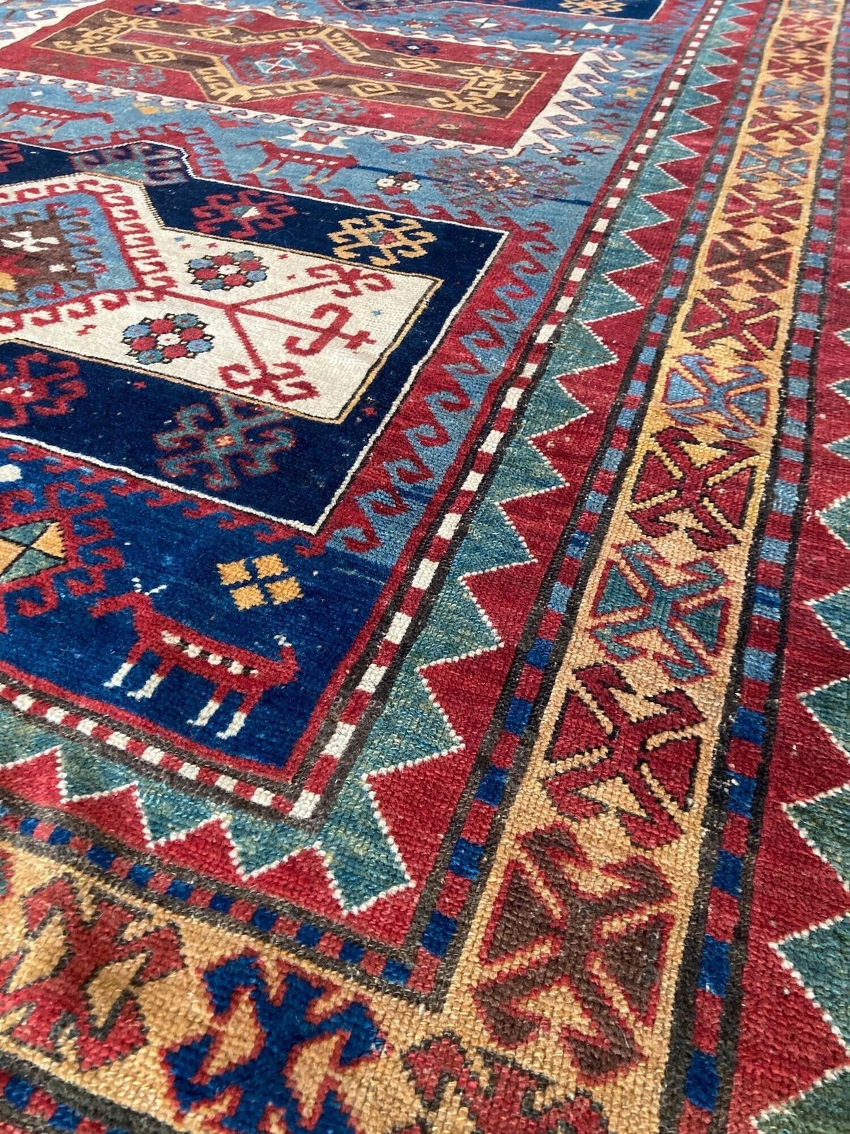 Antique Caucasian Kazak Rug 2.43m X 1.62m photo vintage